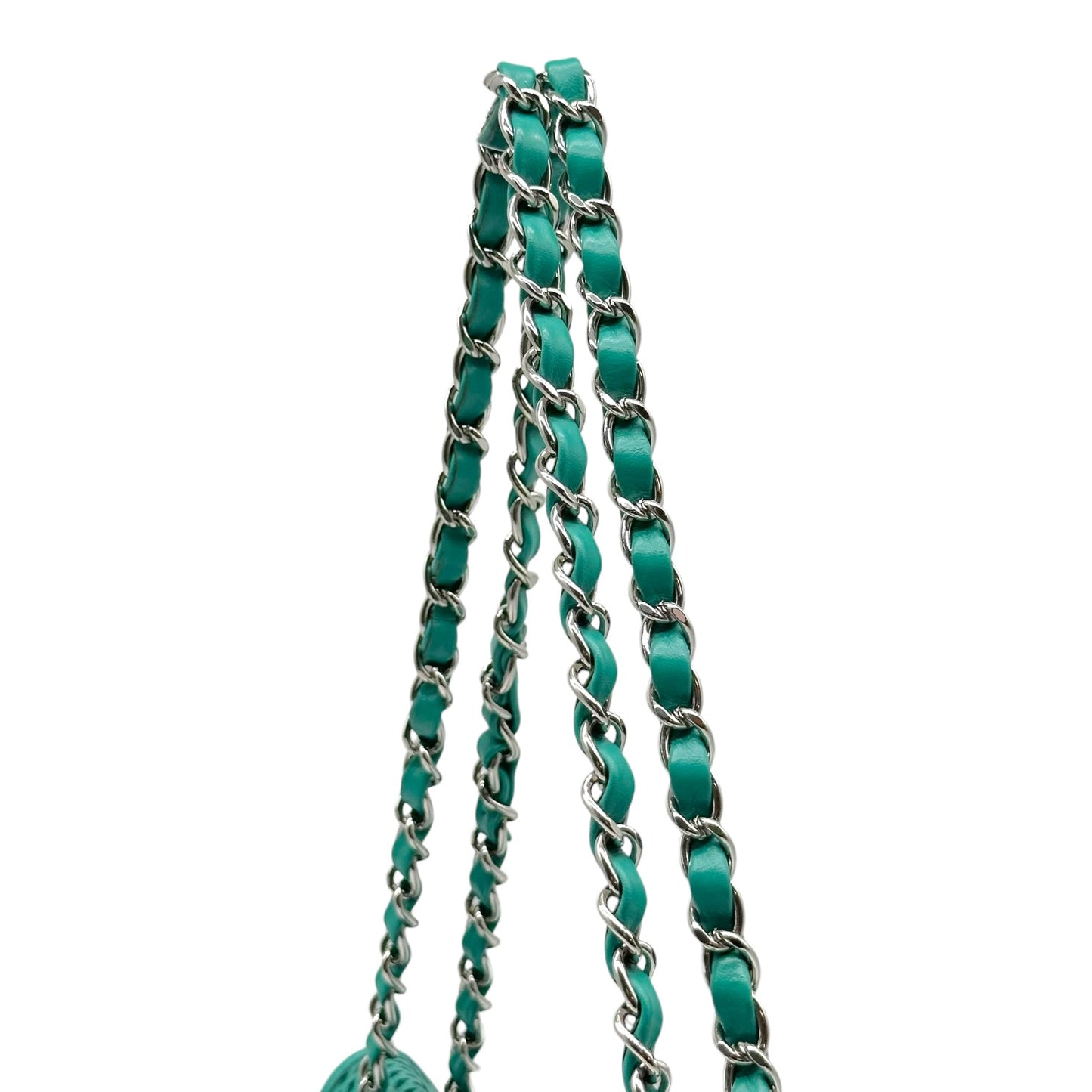 Chanel Medium Flap Bag Turquoise Perforated Leather
