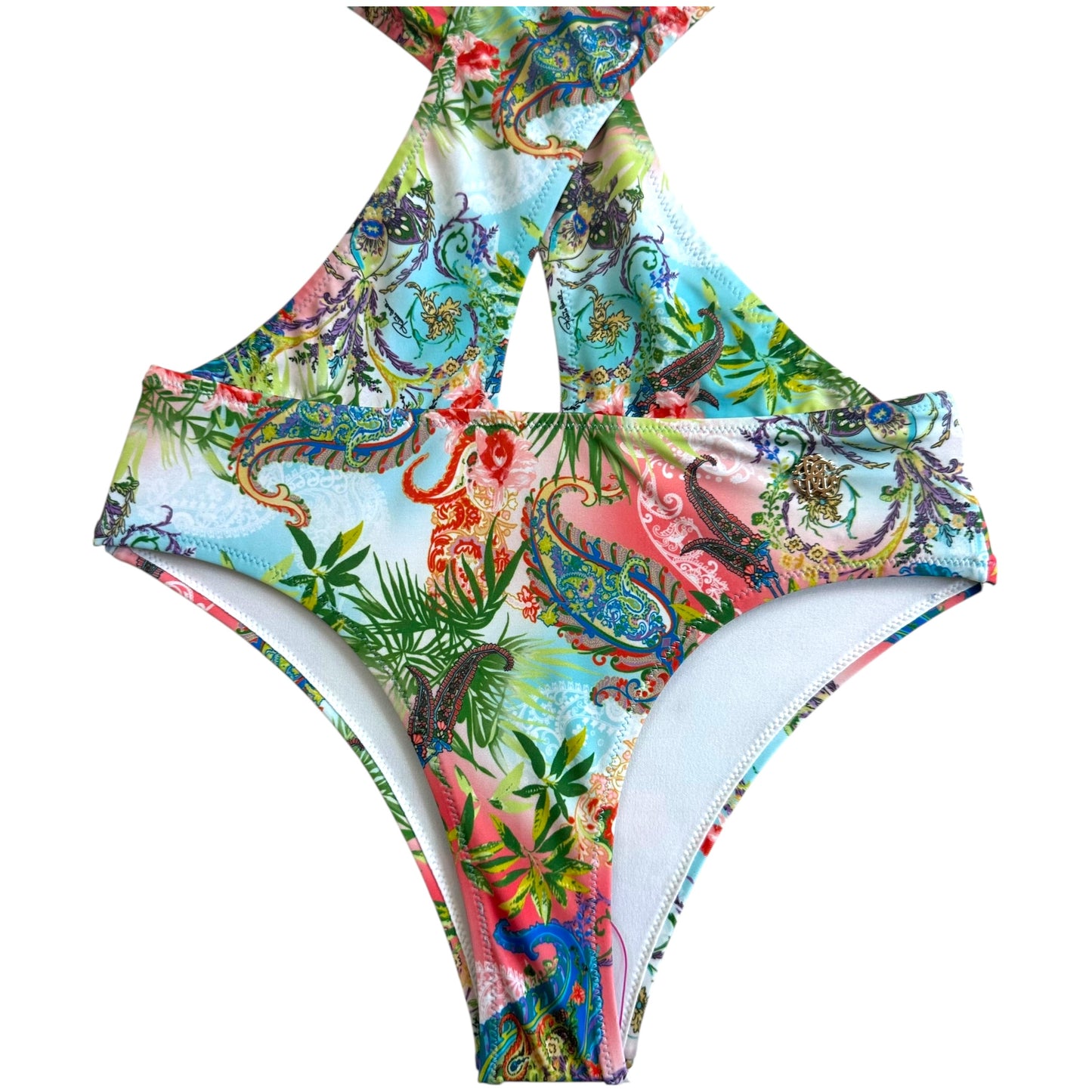 Roberto Cavalli Multicolor Floral Print One Piece Swimsuit