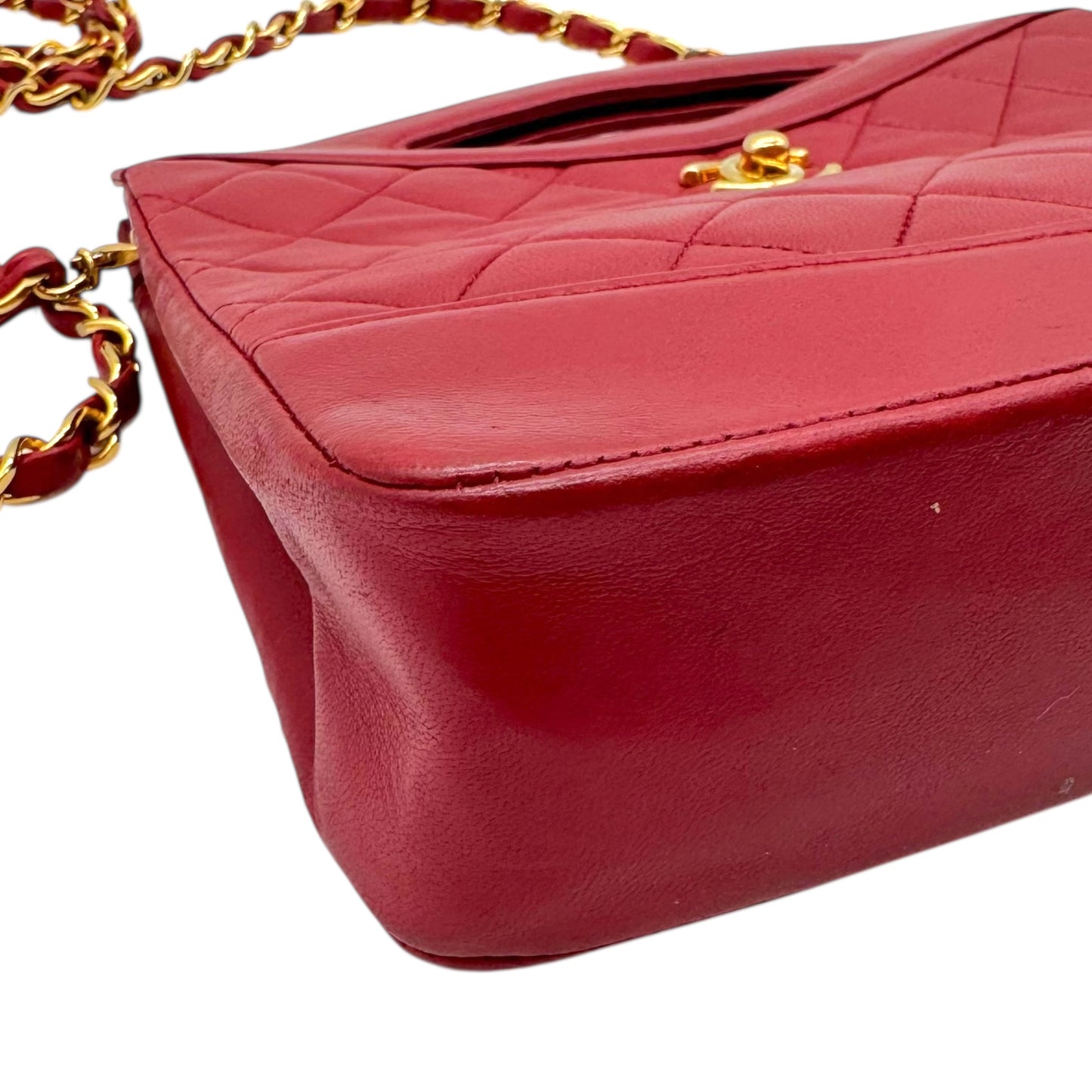 Chanel 90's Red & Gold Matelasse Leather Mini 31 2-Way Tote - Outfit Repeater