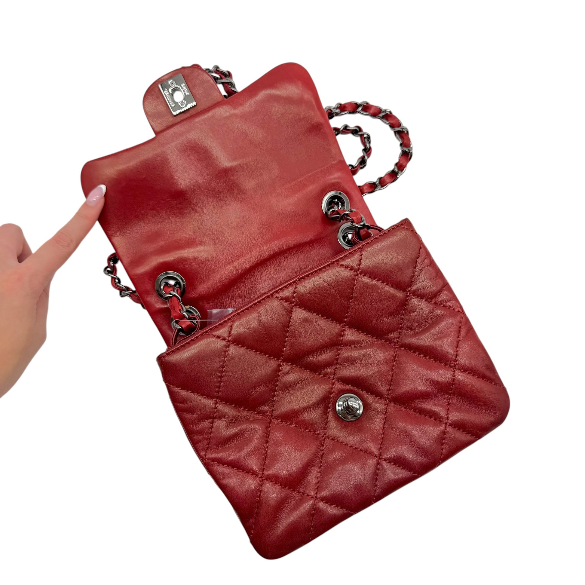 Chanel Burgundy Red Matelasse Small Accordion Flap Bag