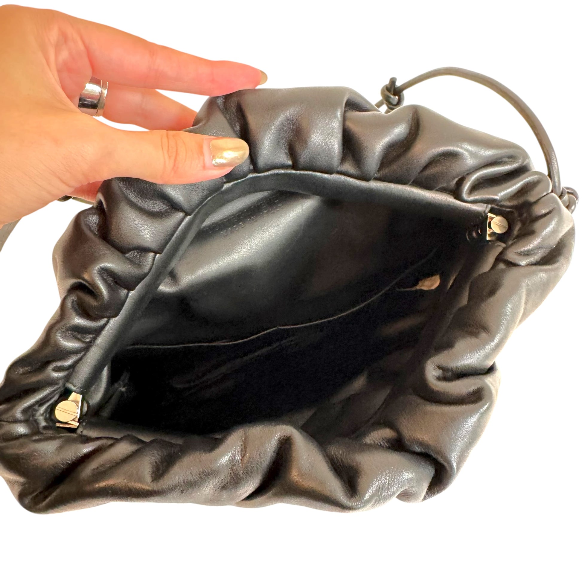 Bottega Veneta Black Fringe Pouch Shoulder Clutch Bag