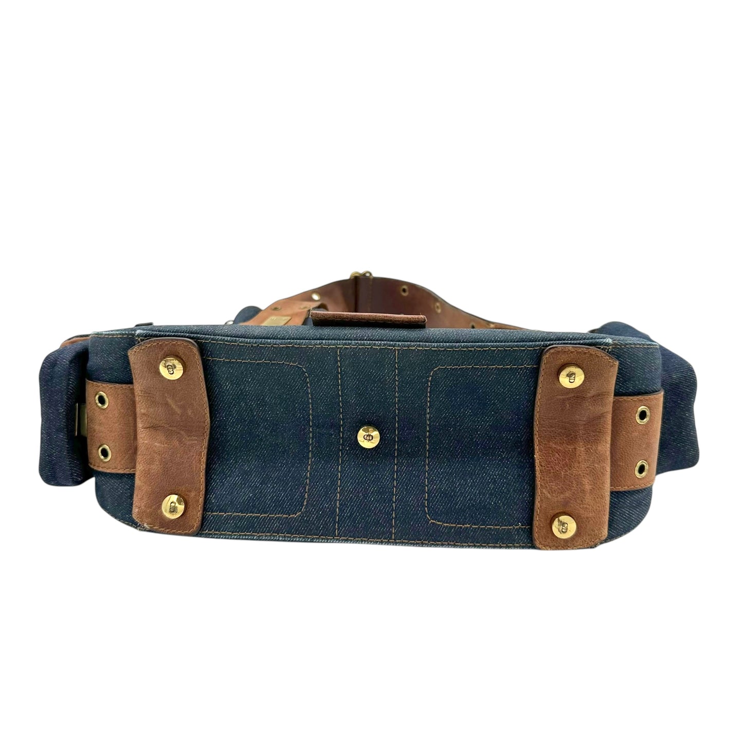 Christian Dior Denim & Brown Leather Columbus Shoulder Bag