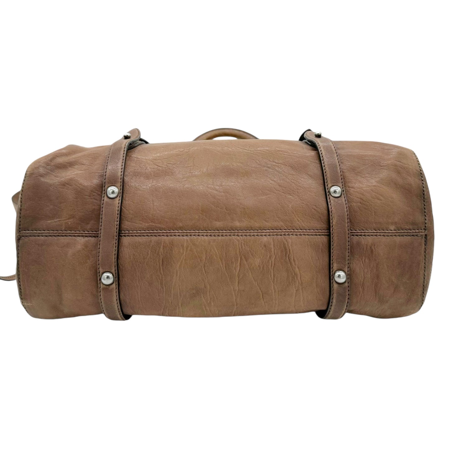 Miu Miu Distressed Brown Leather 2-Way Bag - Outfit Repeater