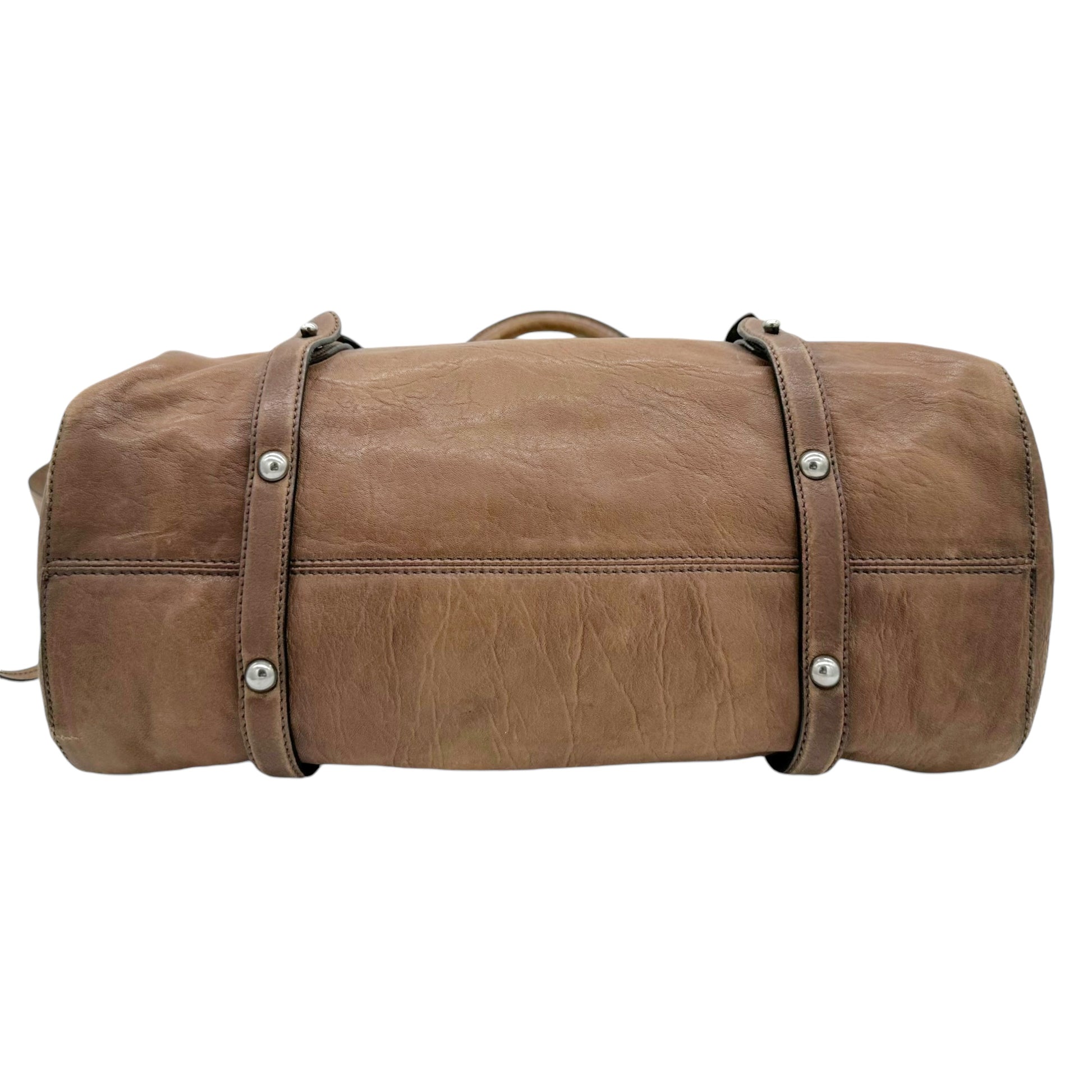 Miu Miu Distressed Brown Leather 2-Way Bag - Outfit Repeater