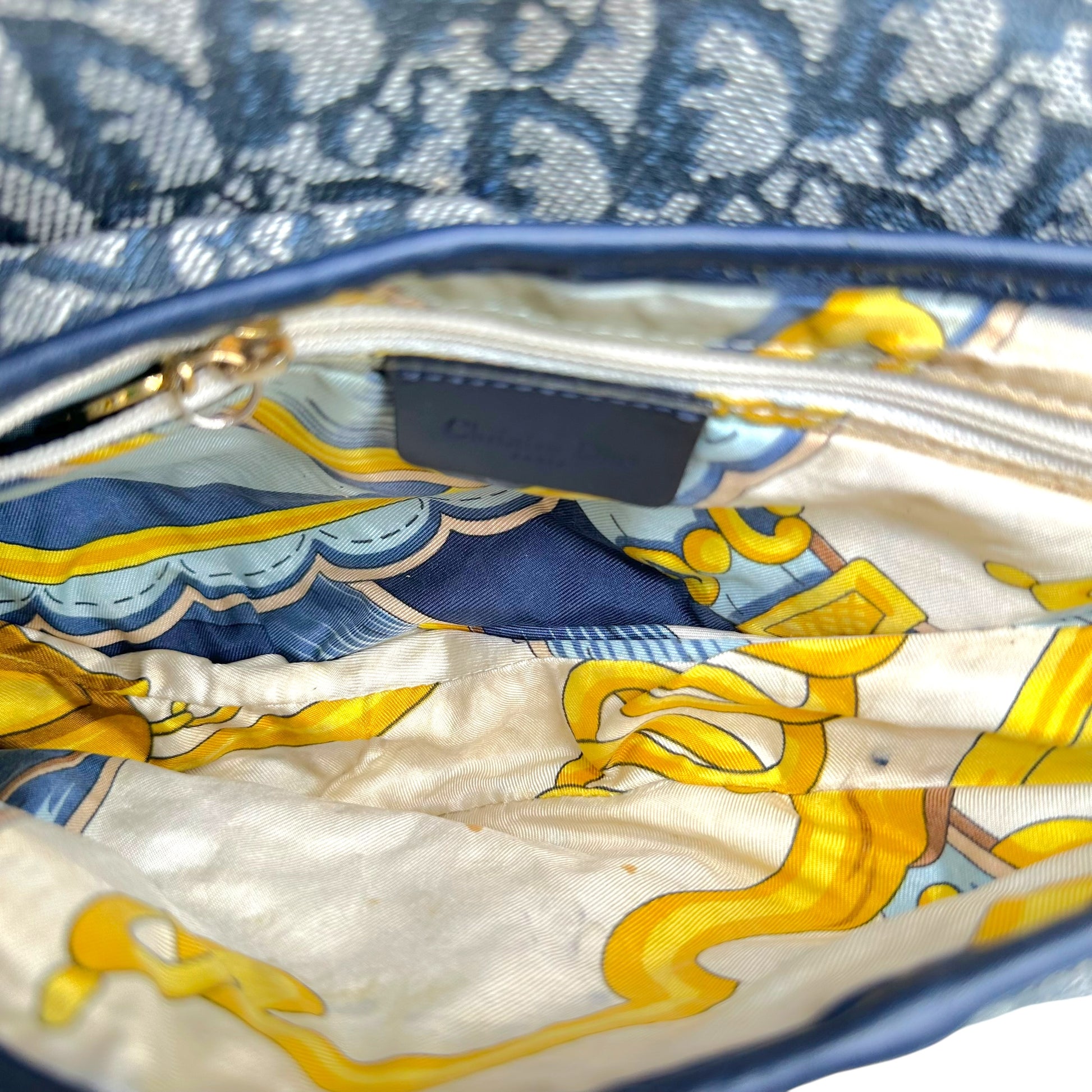 Christian Dior Navy Blue Trotter Monogram Saddle Bag