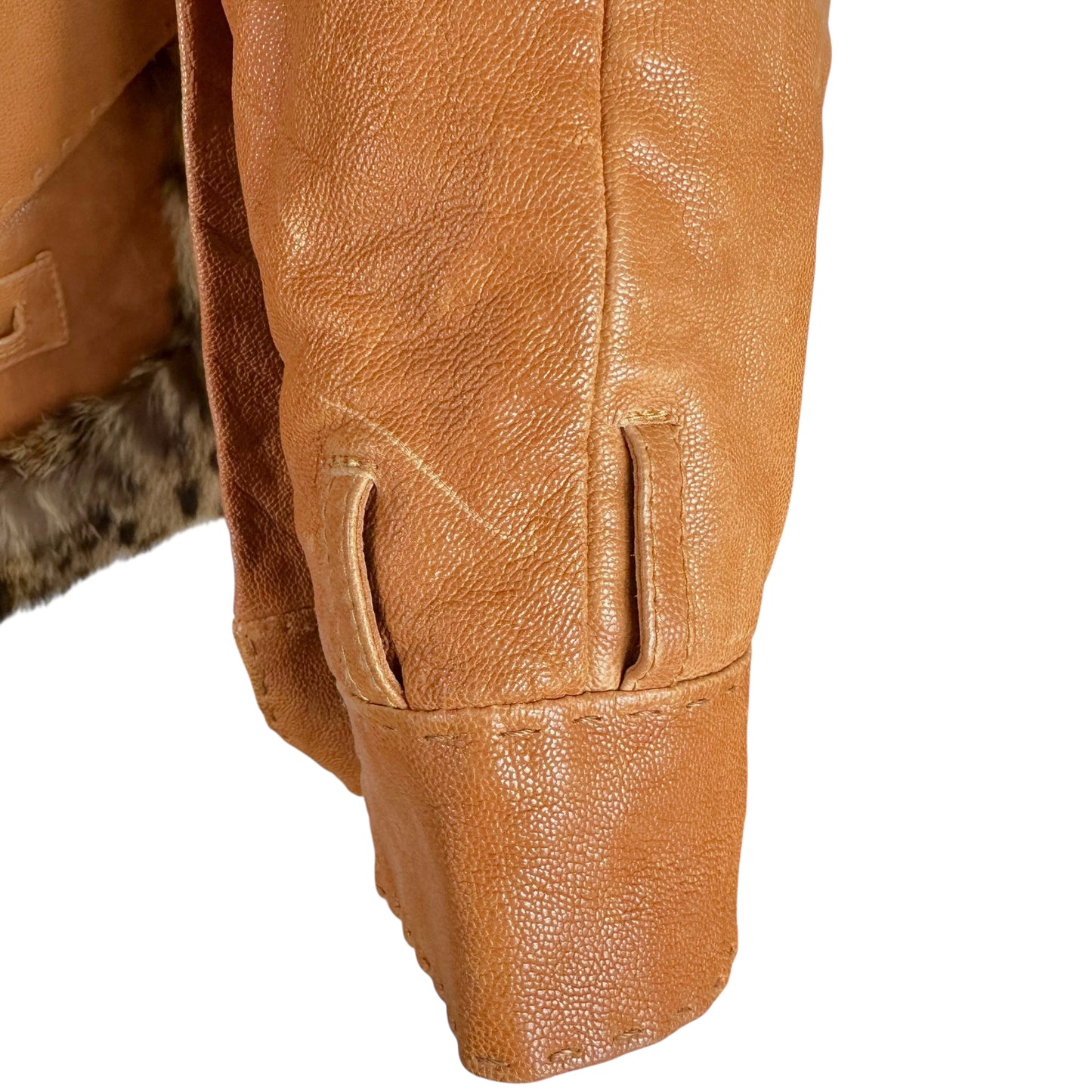 Roberto Cavalli Leopard Print Fur & Tan Leather Jacket