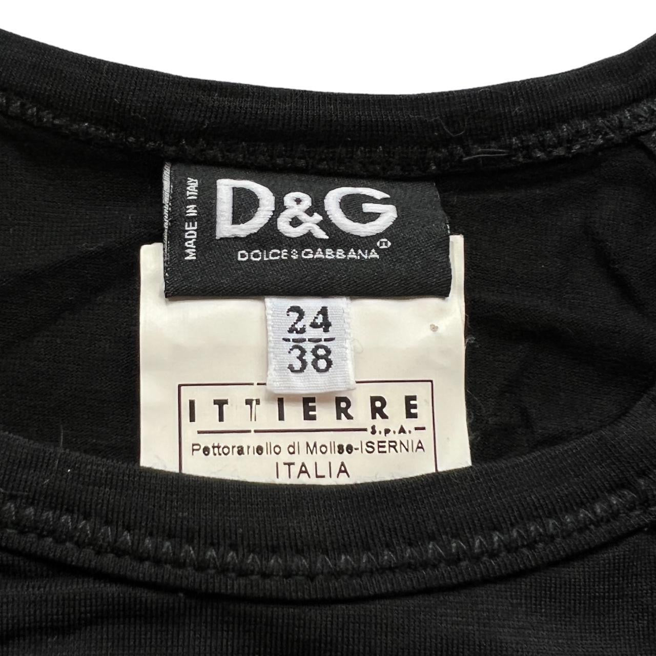 D&G Dolce & Gabbana Delilah Embellished Black Graphic High Neck Tank Top