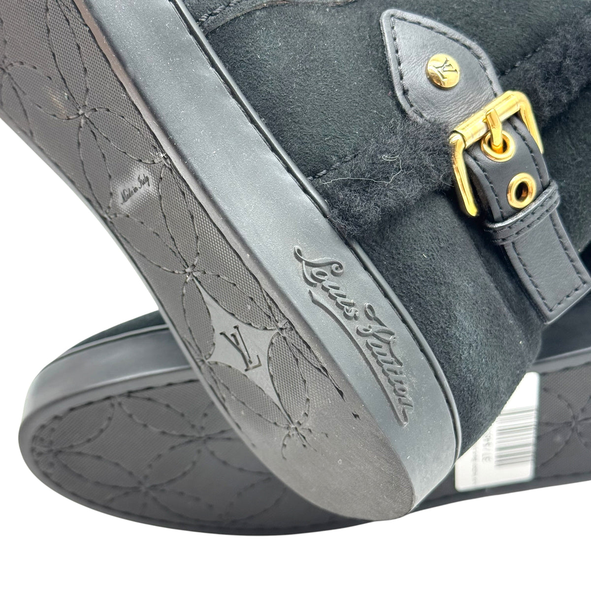 Louis Vuitton Black Sheepskin Ugg Buckle Boots