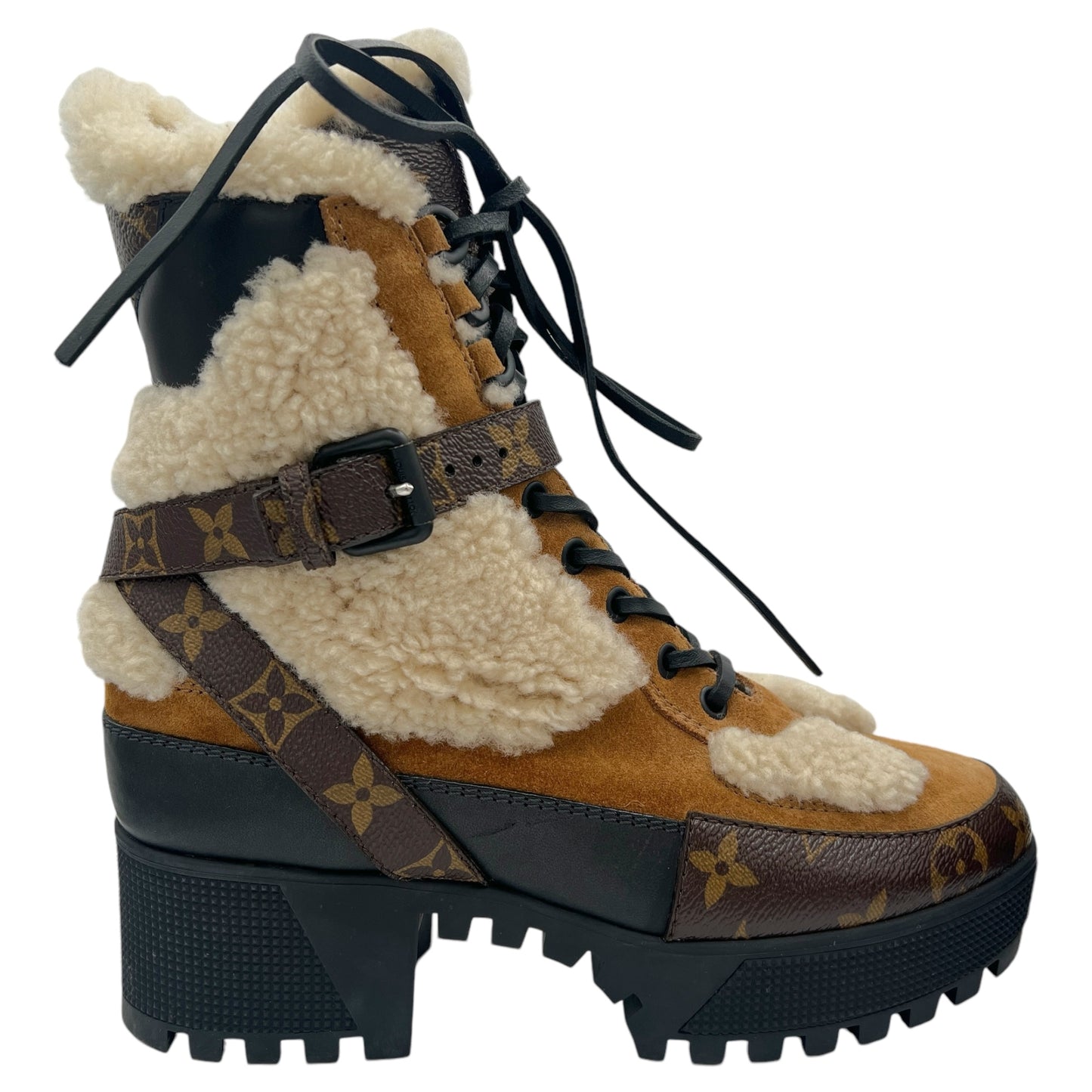 Louis Vuitton 2021 Laureate Platform Shearling Desert Boots