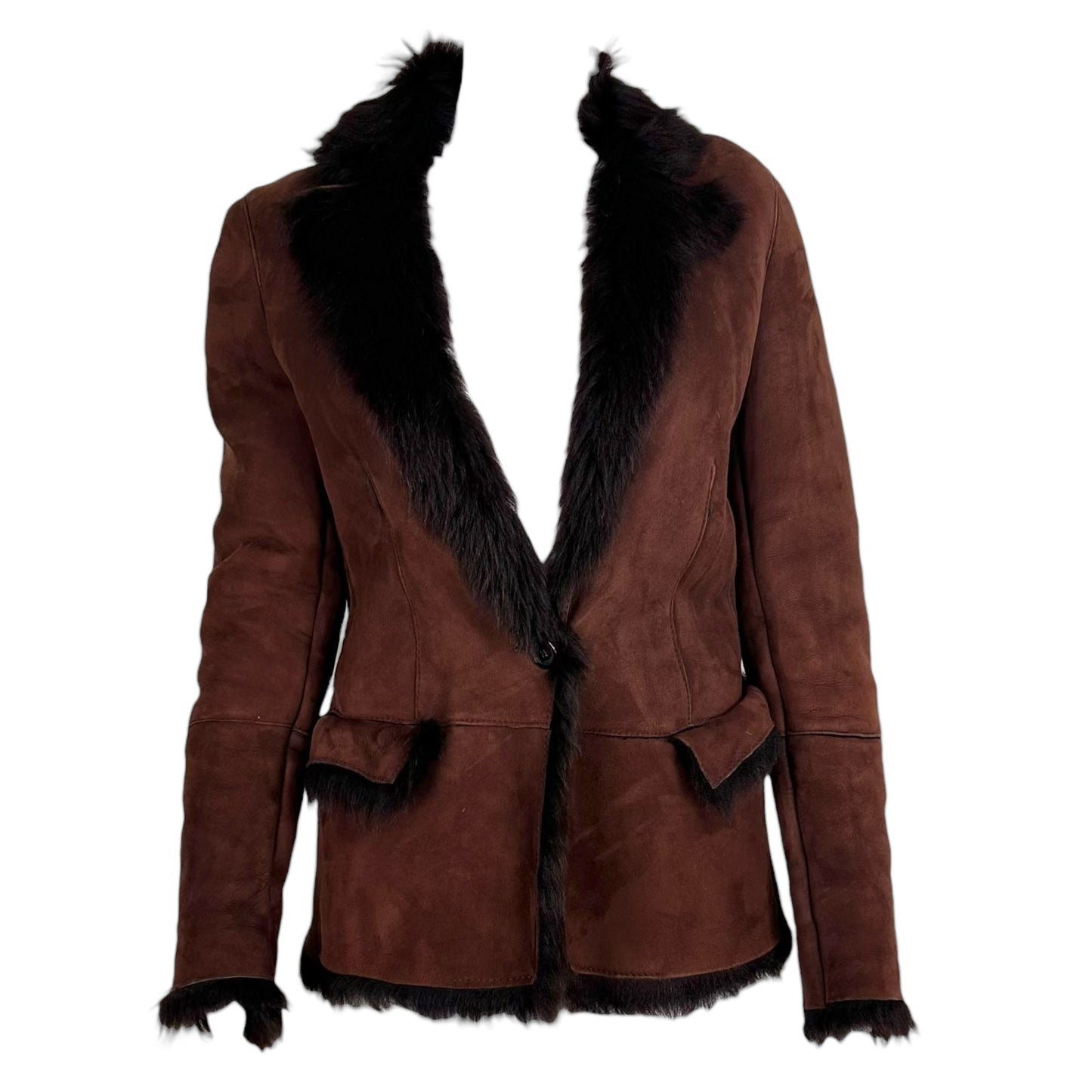 Gucci by Tom Ford 90's Burgundy Shearling Blazer Coat