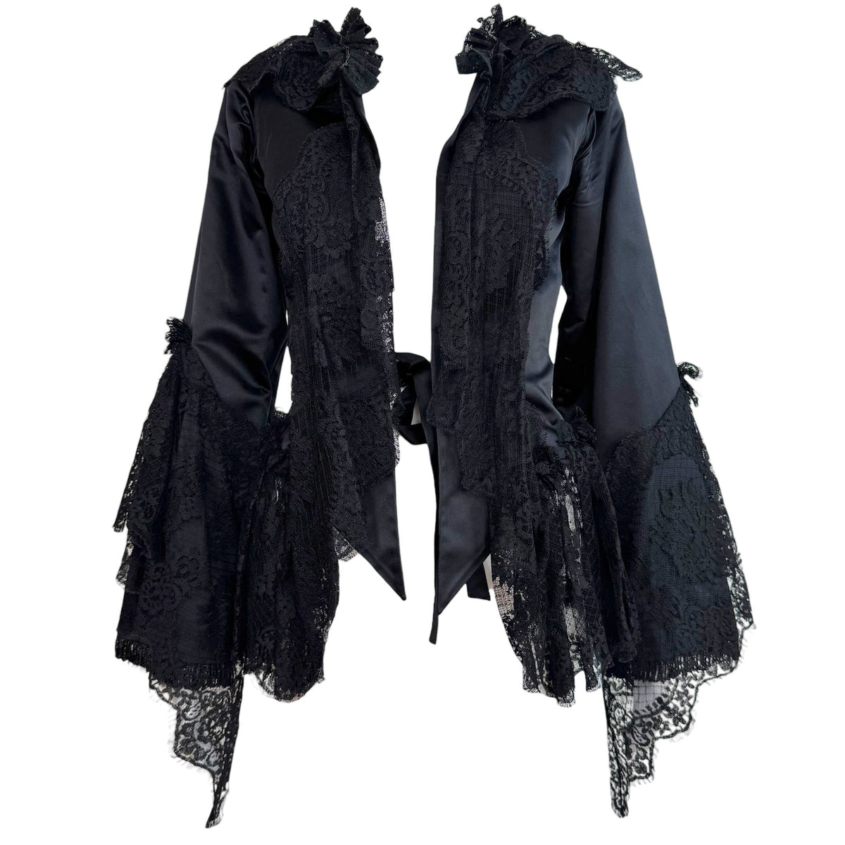 Dolce & Gabbana Black Beaded Silk Lace Gothic Jacket
