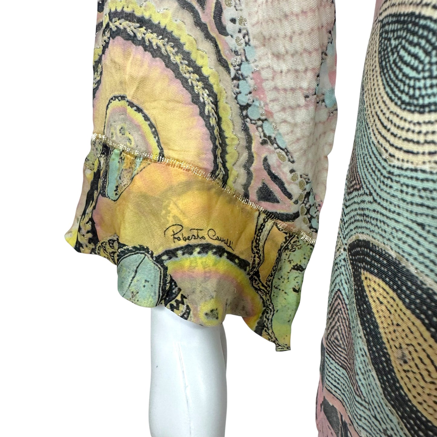 Roberto Cavalli S/S 2003 Metallic & Pastel Printed Silk Blouse