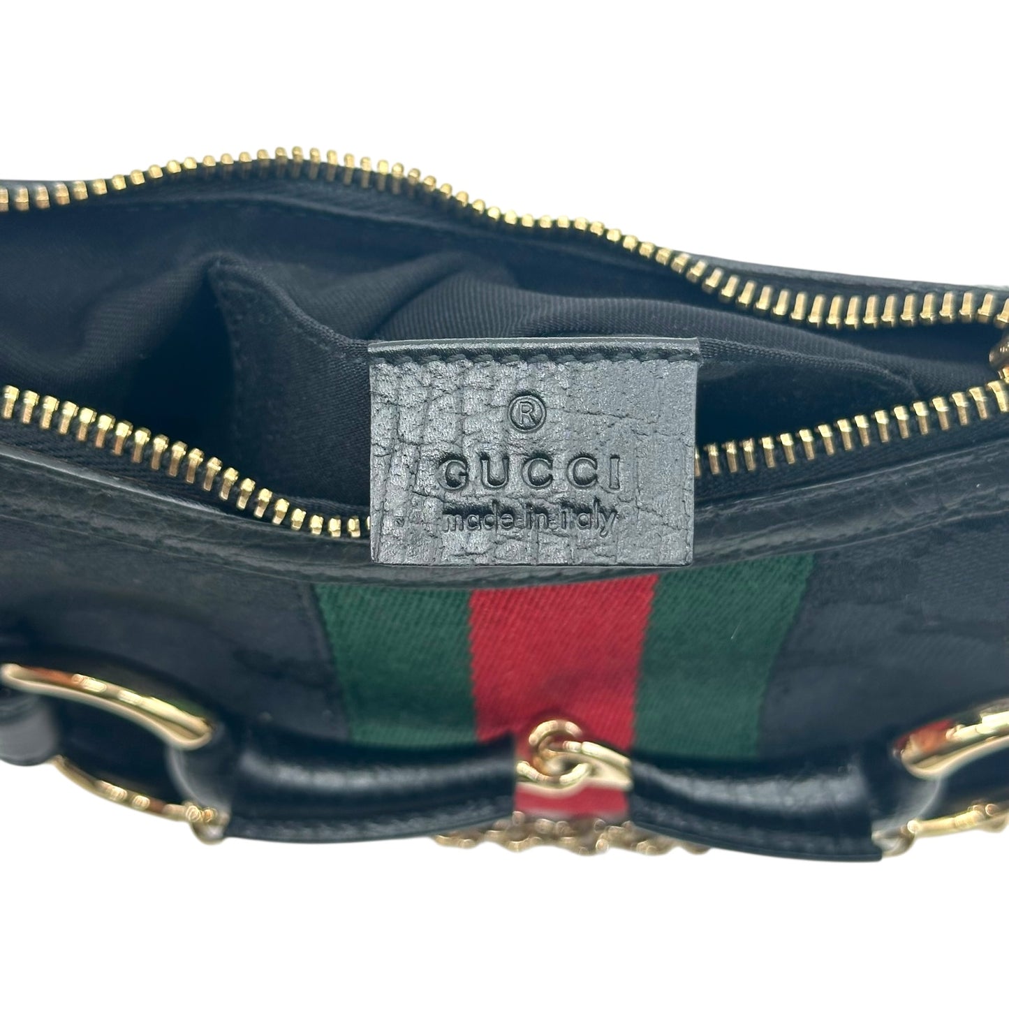 Gucci by Tom Ford Black Monogram & Stripe Horsebit Pochette Bag