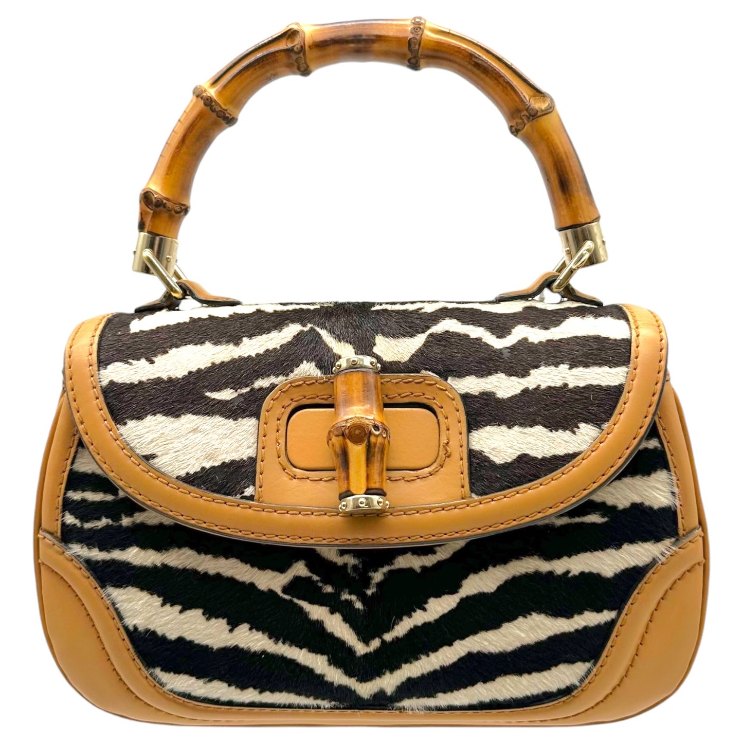 Gucci Zebra Print Ponyhair 2-Way Bag with Bamboo Handle
