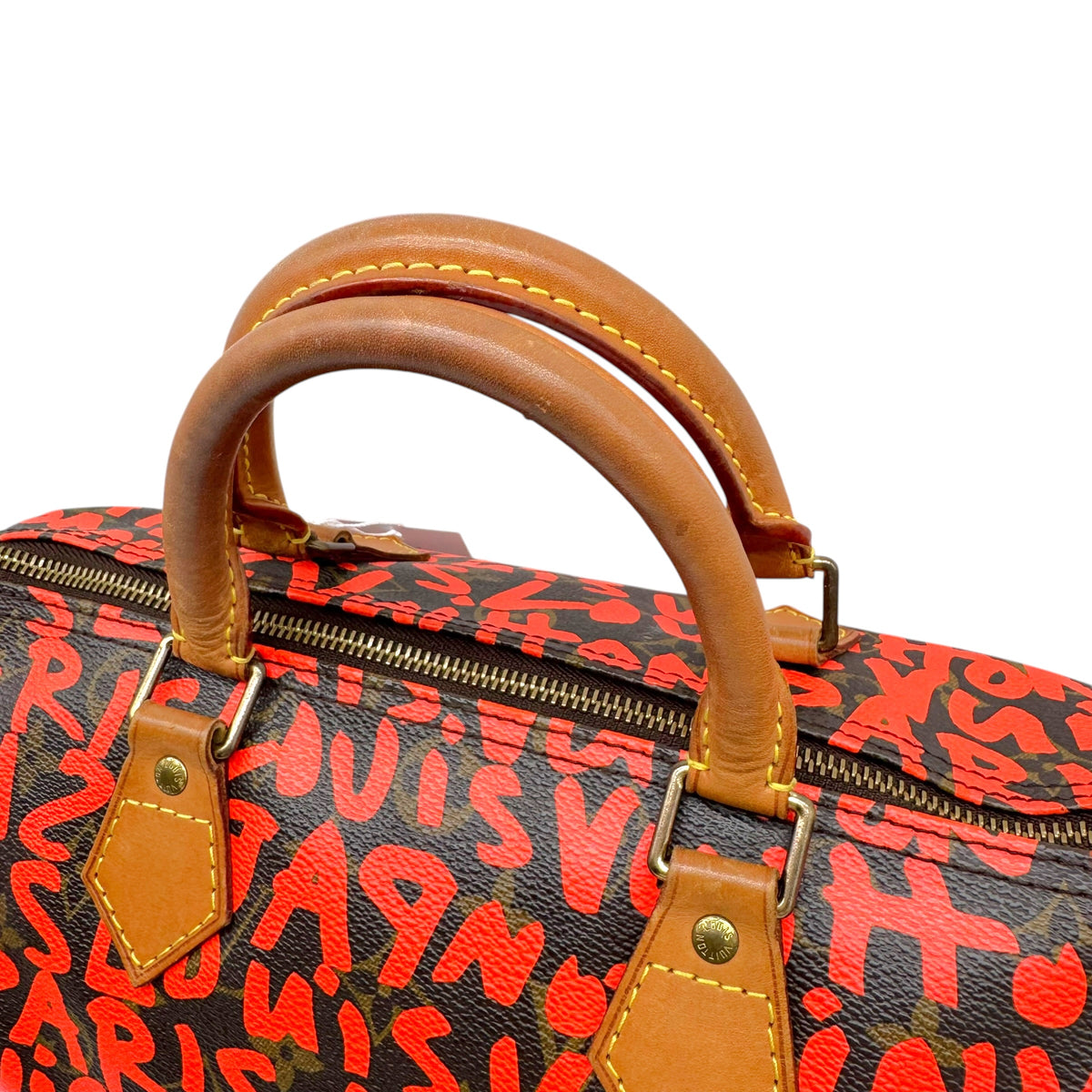 Louis Vuitton Speedy 30 Handbag Orange Graffiti Canvas