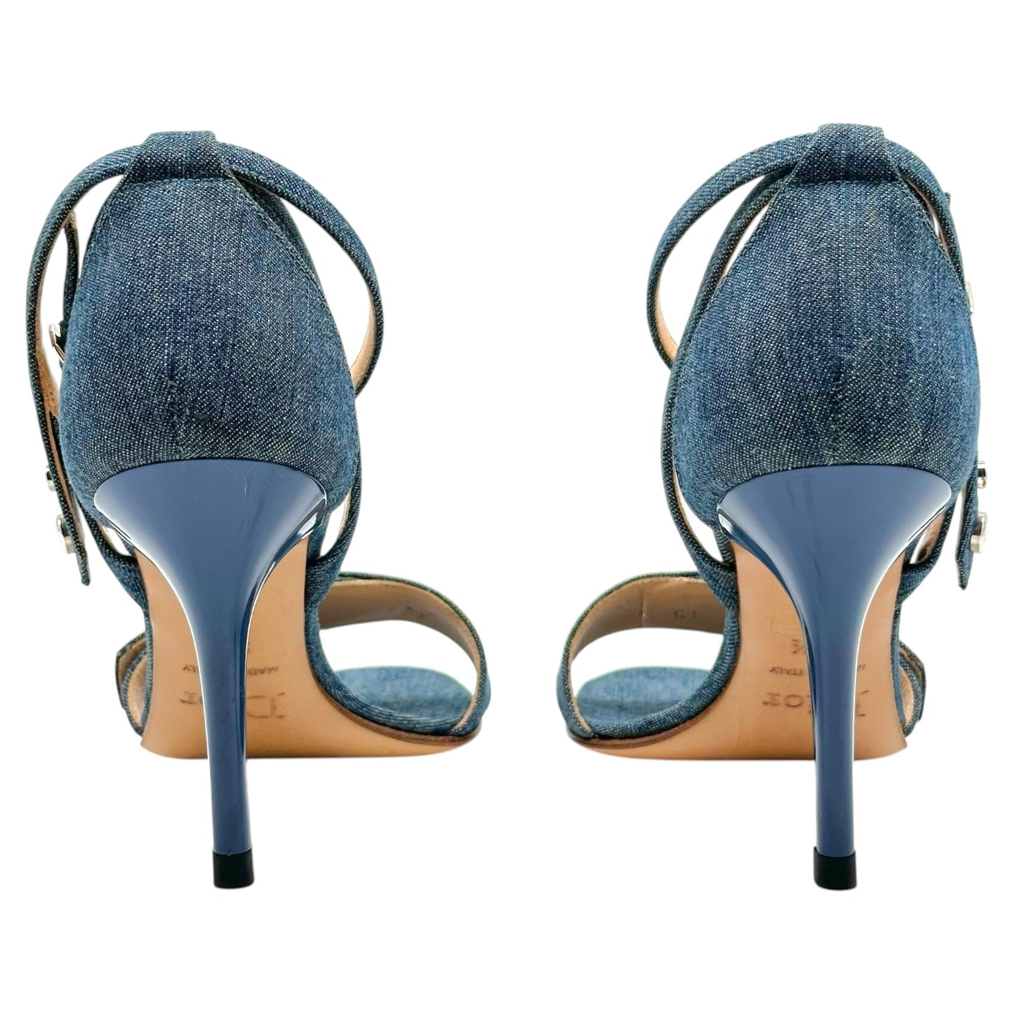 Christian Dior Denim CD Logo Heeled Sandals