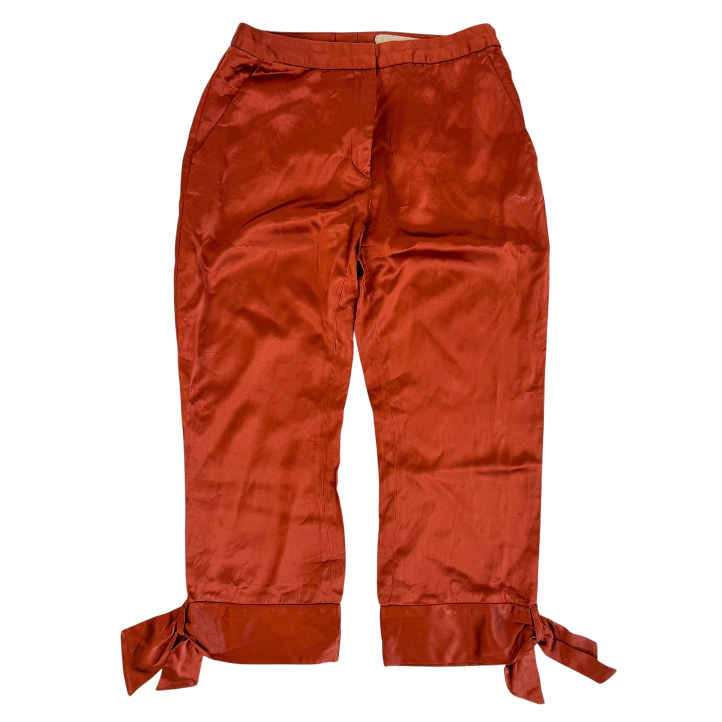Versace Versus Dark Orange Iridescent Satin Cropped Capri Pants