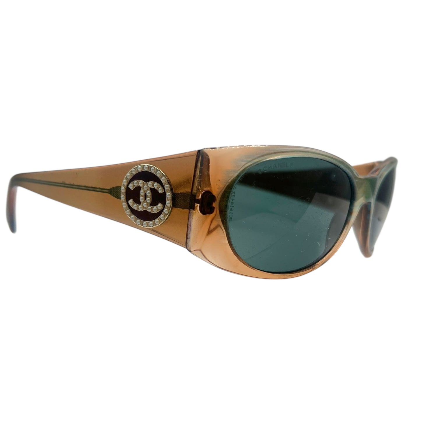 Chanel 5082-H Brown Iridescent CC Pearl Logo Oval Sunglasses