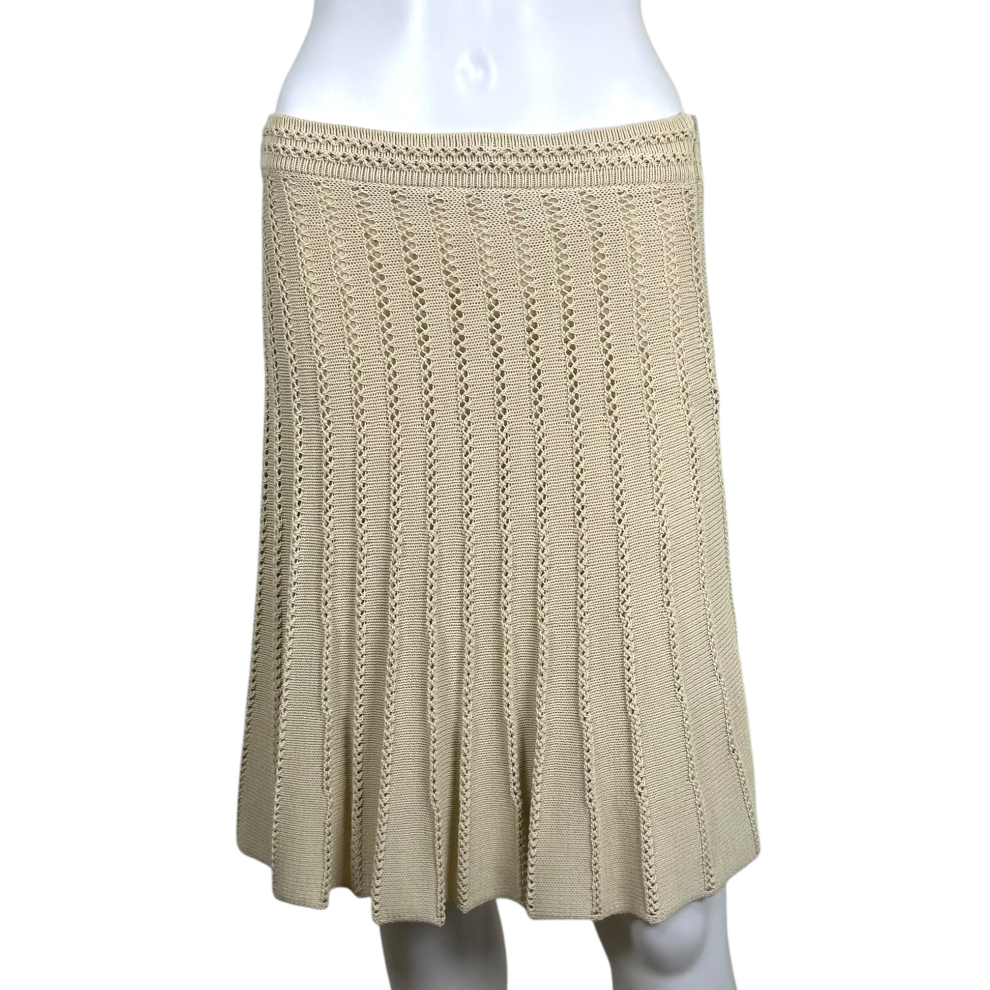 Christian Dior Ivory Knit Midi Skirt A-Line Early 2000s