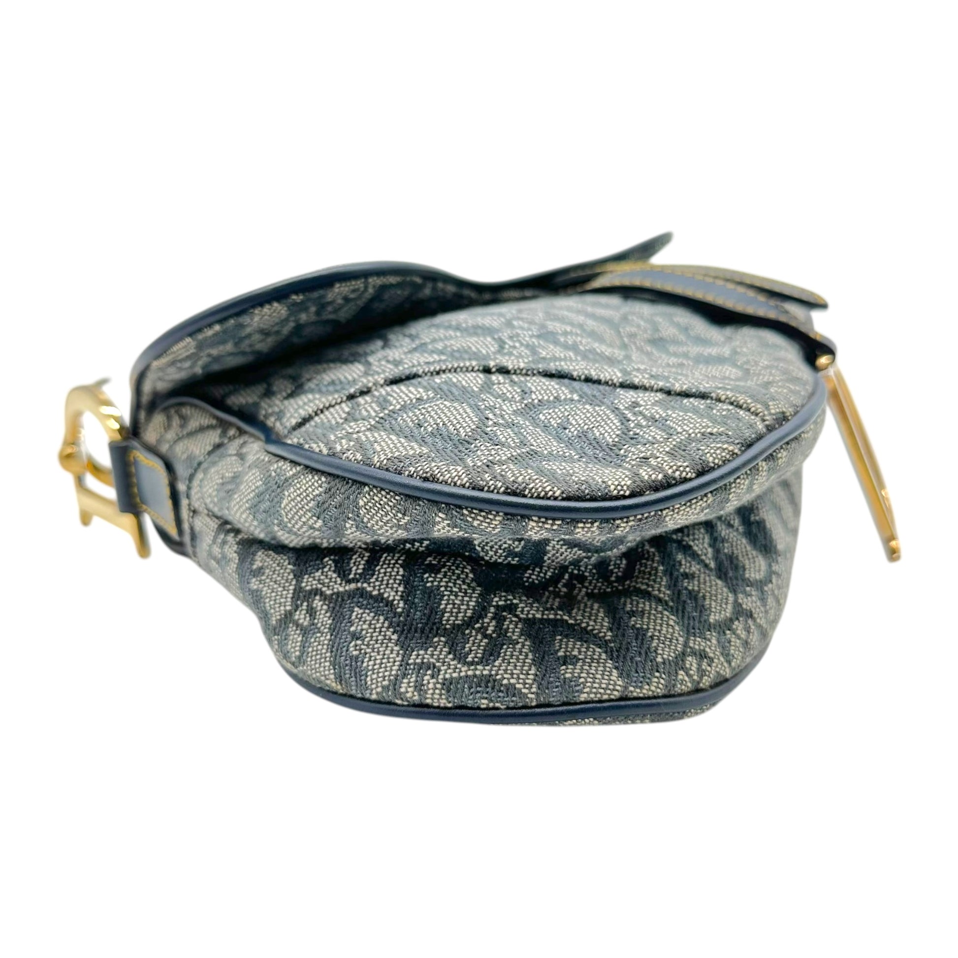 Christian Dior Navy Blue Trotter Monogram Saddle Bag