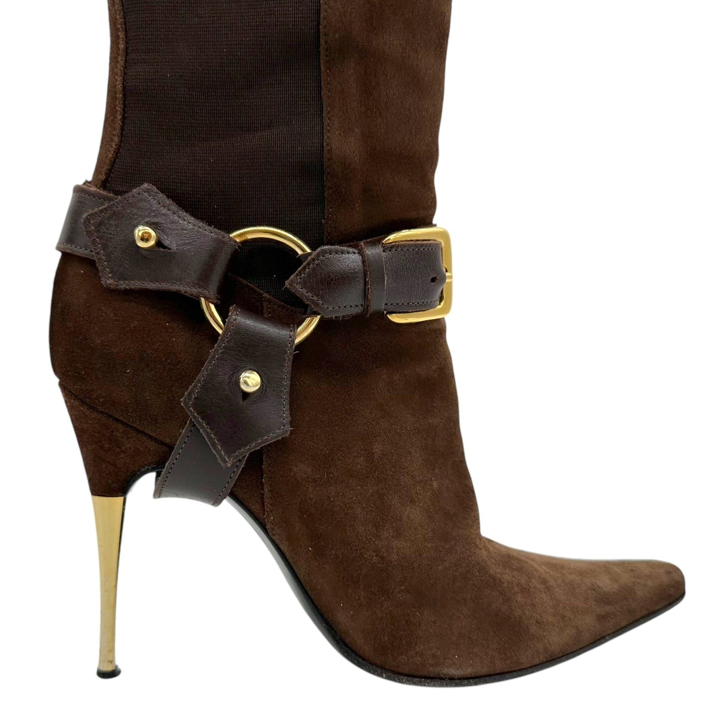 D&G Dolce & Gabbana Brown Suede Heeled Boots