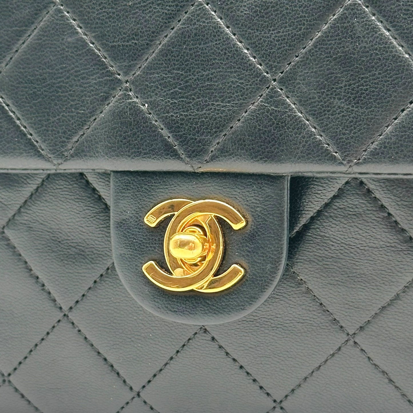 Chanel Black & Gold Lambskin Matelasse Small Classic Flap Bag 1989-91