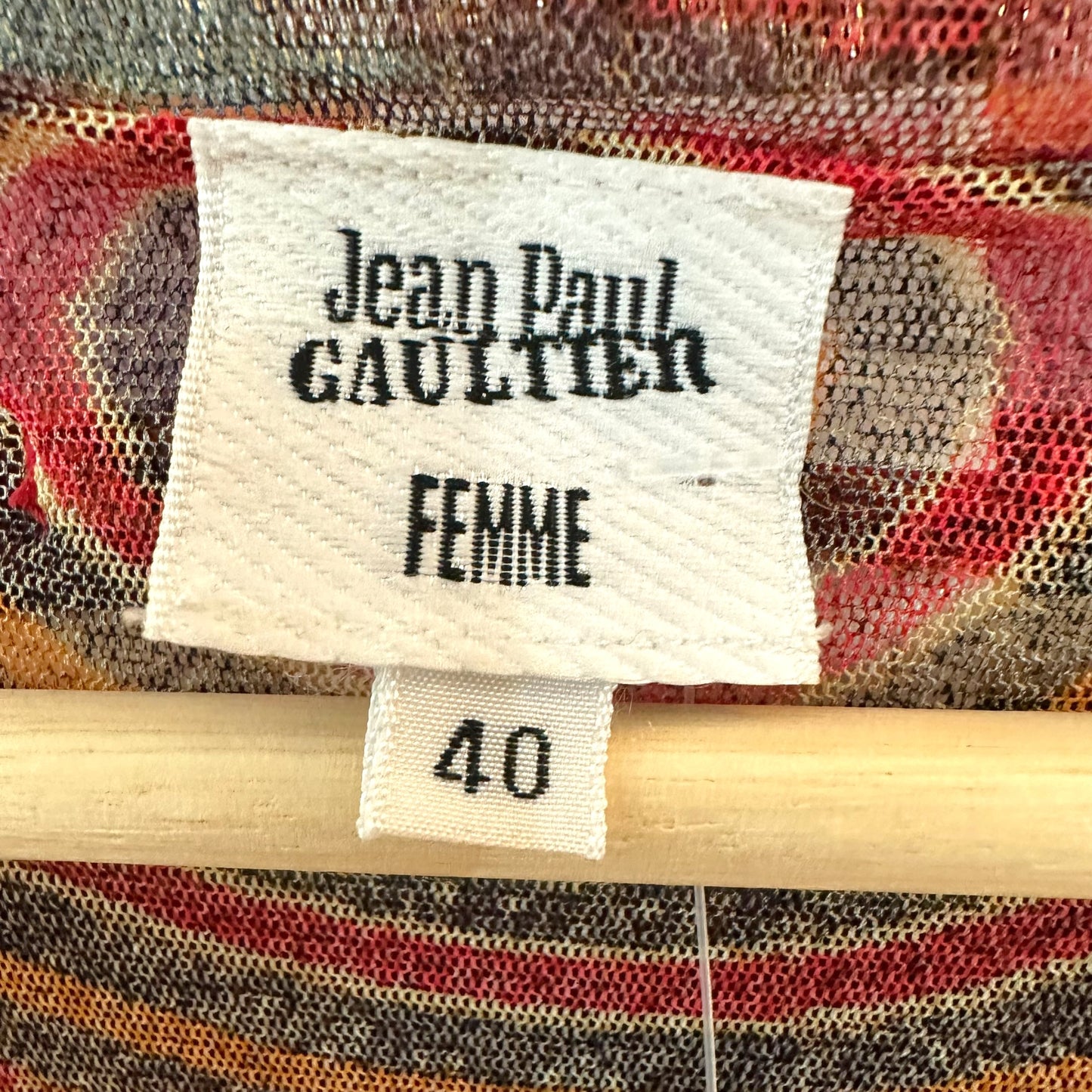 Jean Paul Gaultier Tribal Print Mesh Beaded Blouse