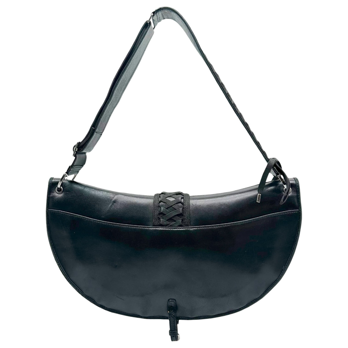 Christian Dior Black Leather Lace-Up Shoulder Bag