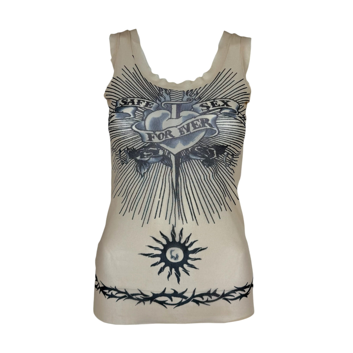 Jean Paul Gaultier Tattoo Mesh Tank Top Neutral Black