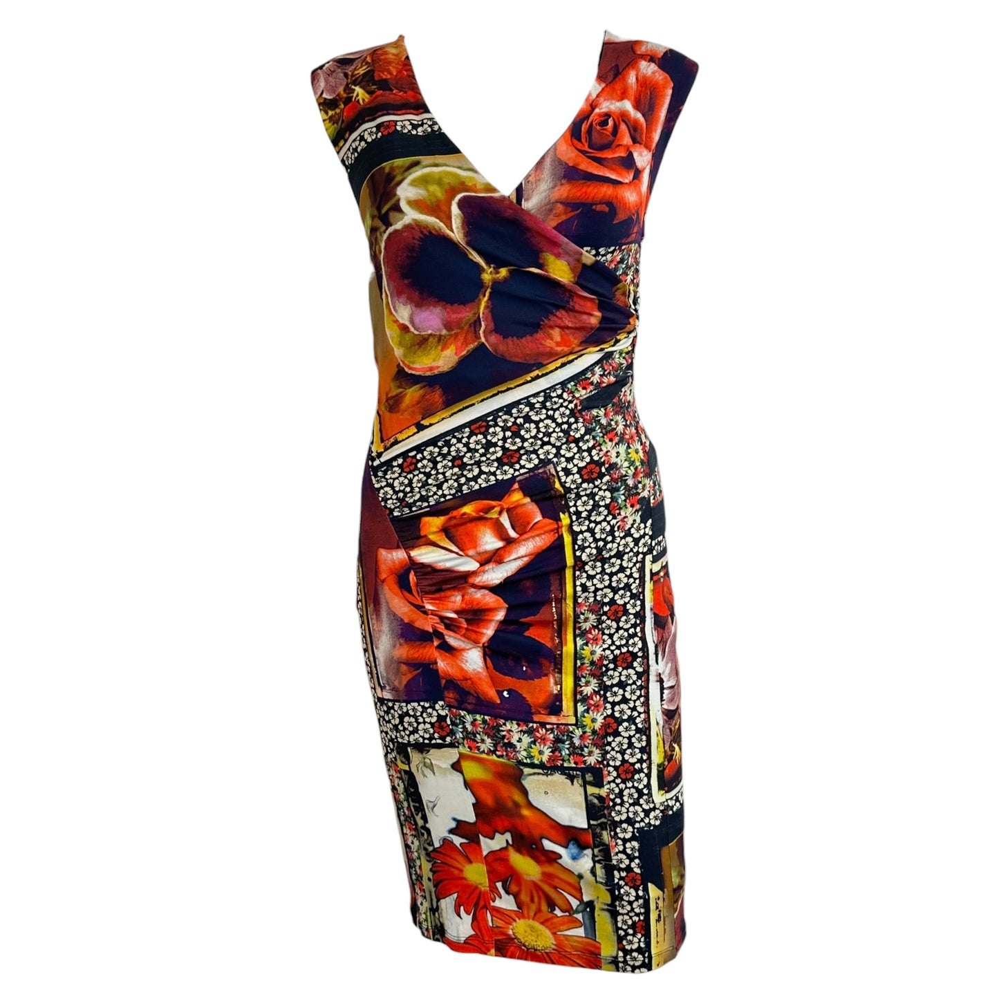 Jean Paul Gaultier Soleil Multicolor Floral Print Wrap Midi Dress