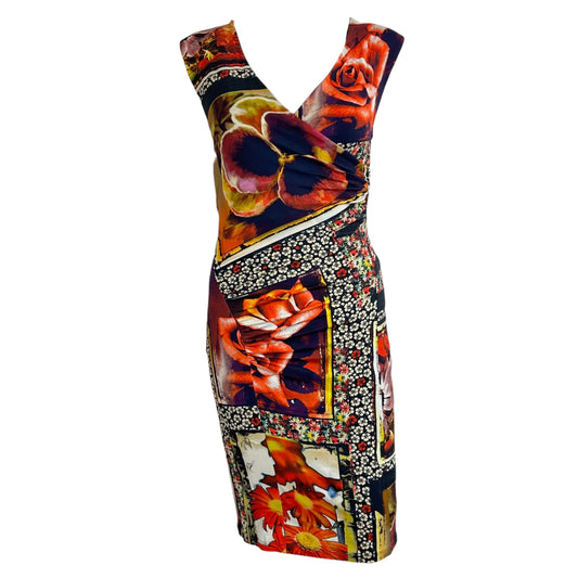Jean Paul Gaultier Soleil Multicolor Floral Print Wrap Midi Dress