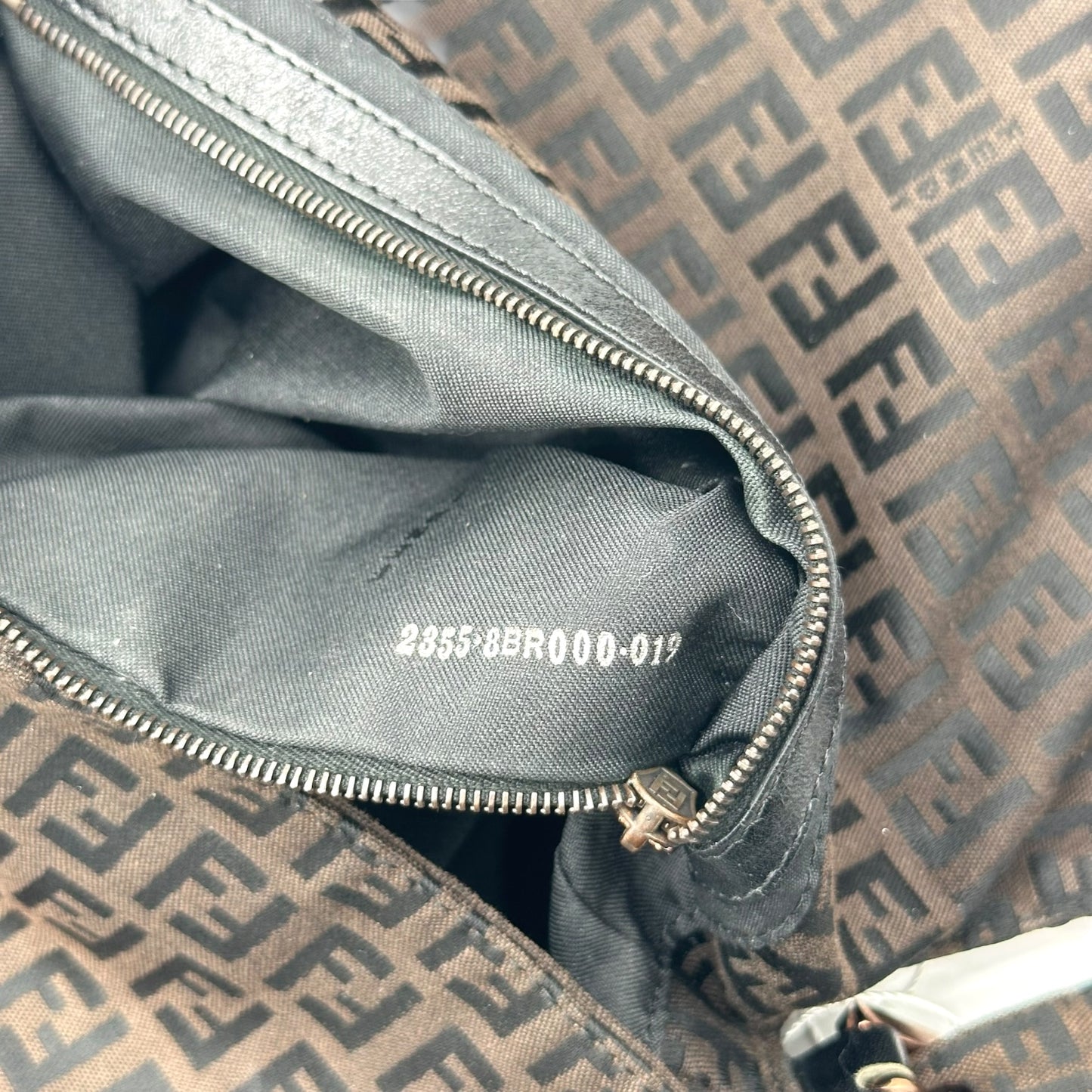 Fendi Black & Brown Zucchino Baguette Bag