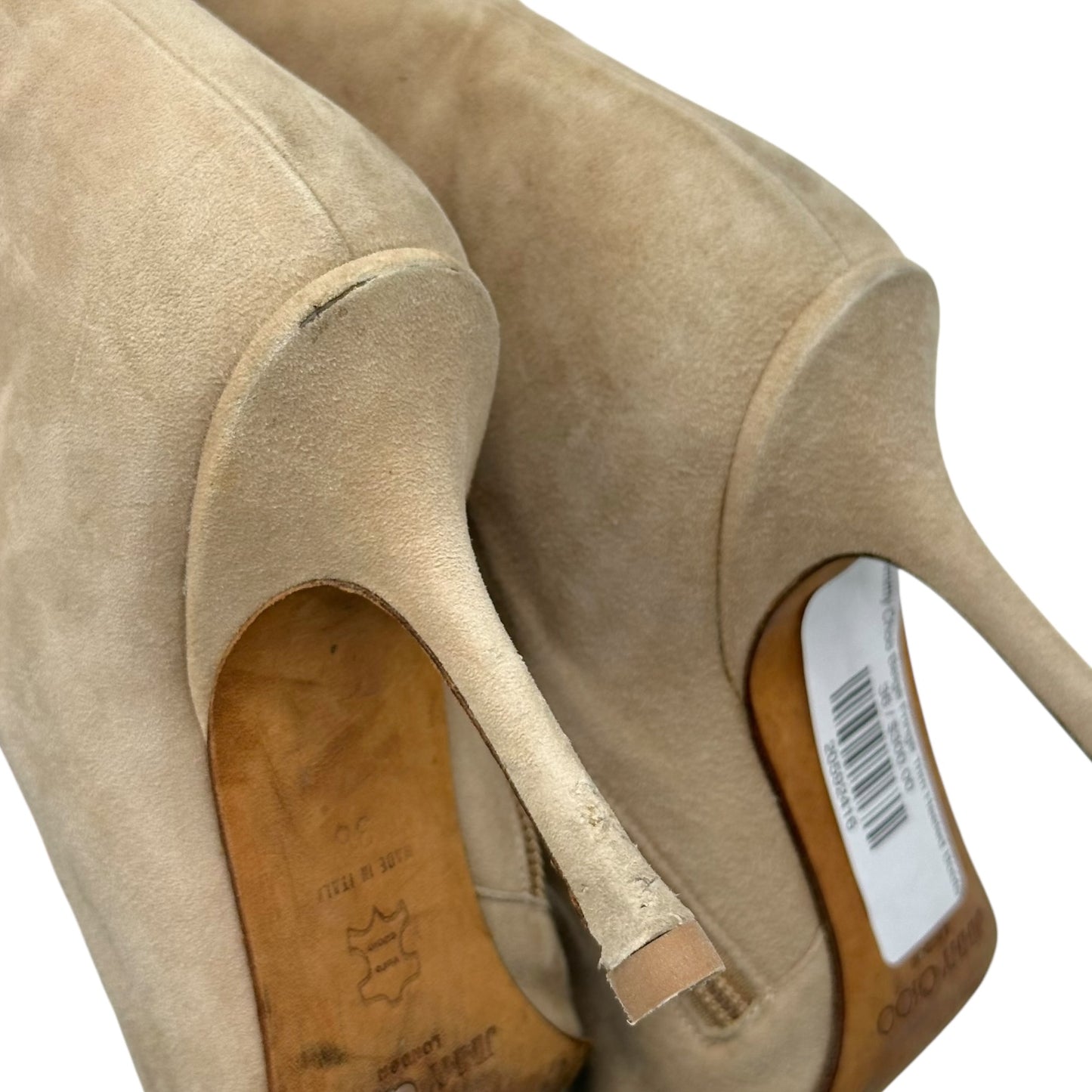 Jimmy Choo Beige Fringe Trim Heeled Boots