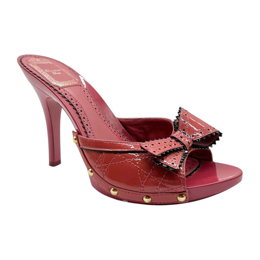 Christian Dior Coral Pink Heeled Bow Mules
