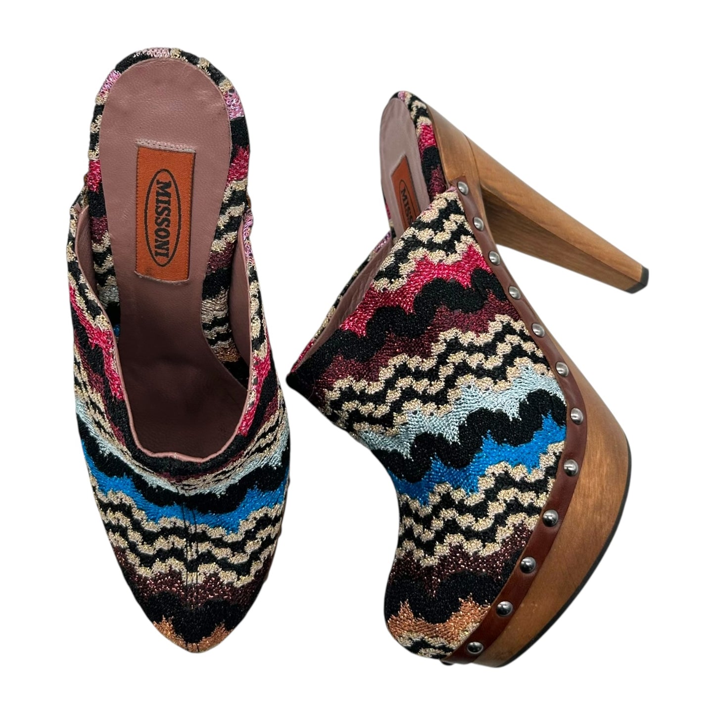 Missoni Multicolor Shimmer Chevron Platform Clogs
