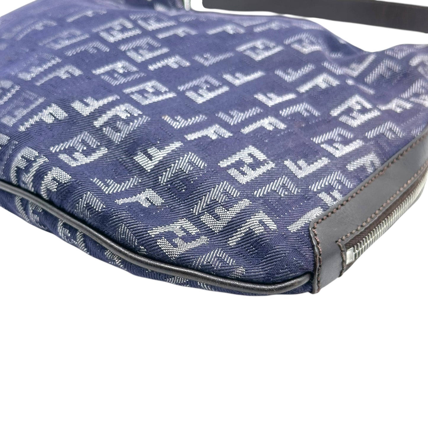 Fendi Medium Oyster Shoulder Bag Indigo Denim Monogram
