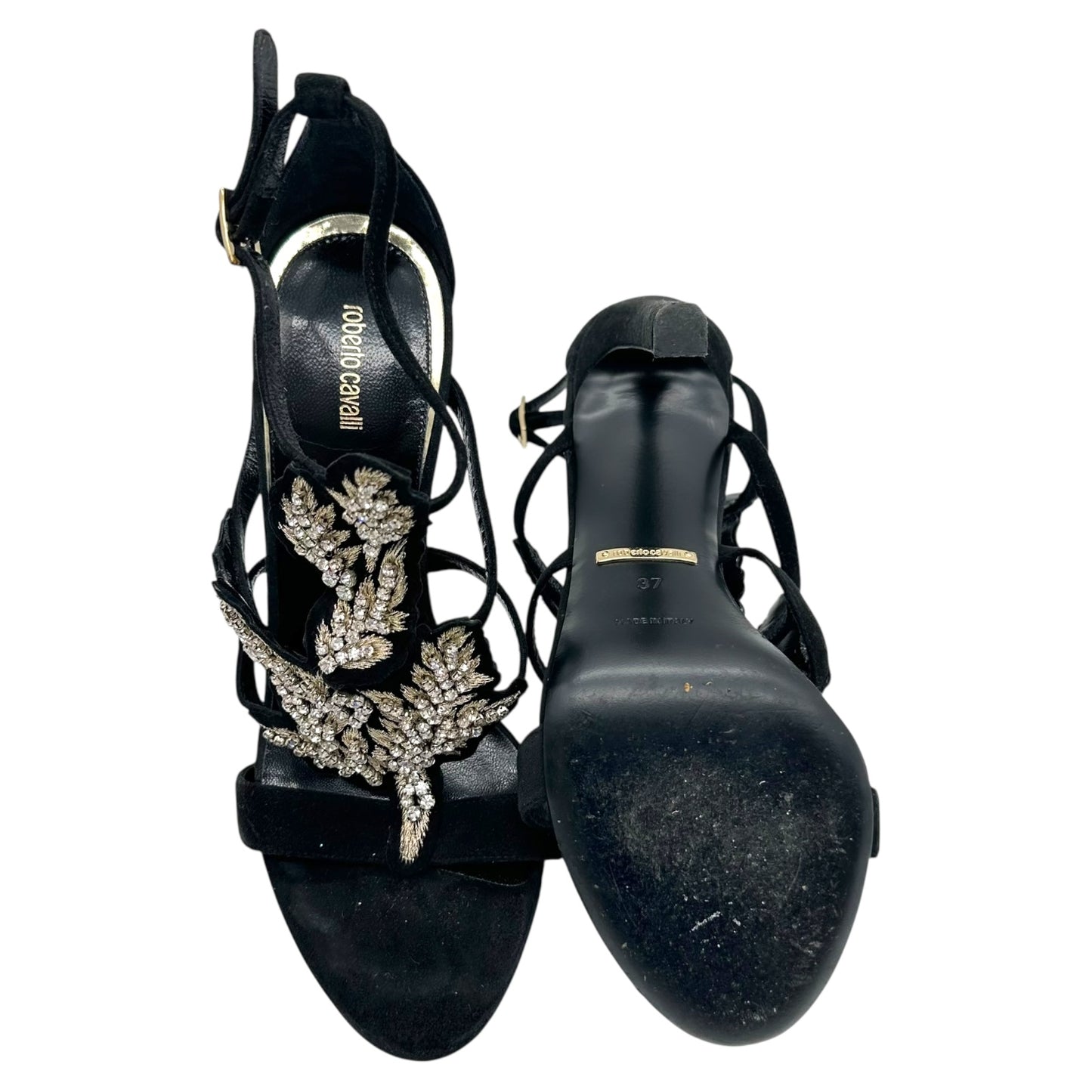 Roberto Cavalli Black Suede Crystal Embellished Heels - Outfit Repeater