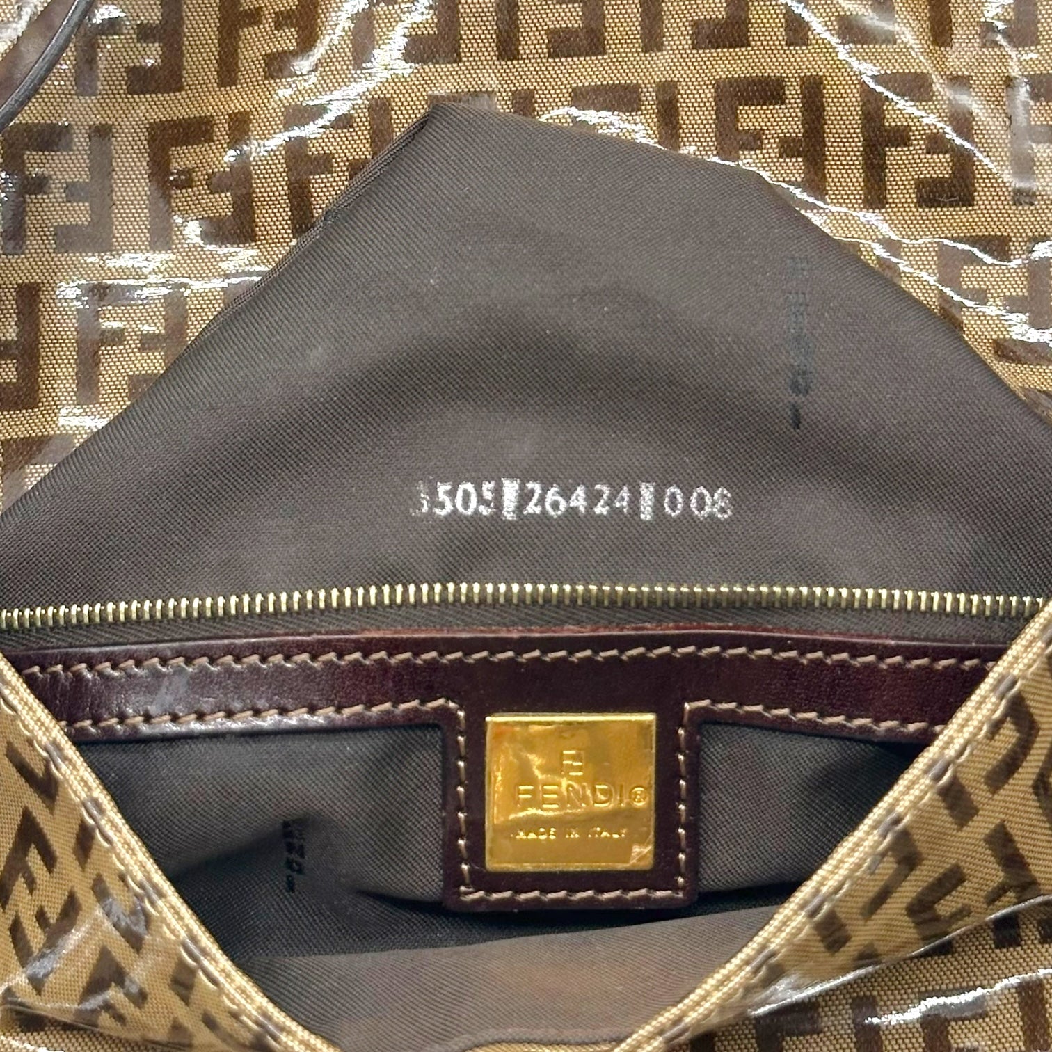 Fendi Tan Zucchino Monogram Coated Canvas Baguette Bag - Outfit Repeater