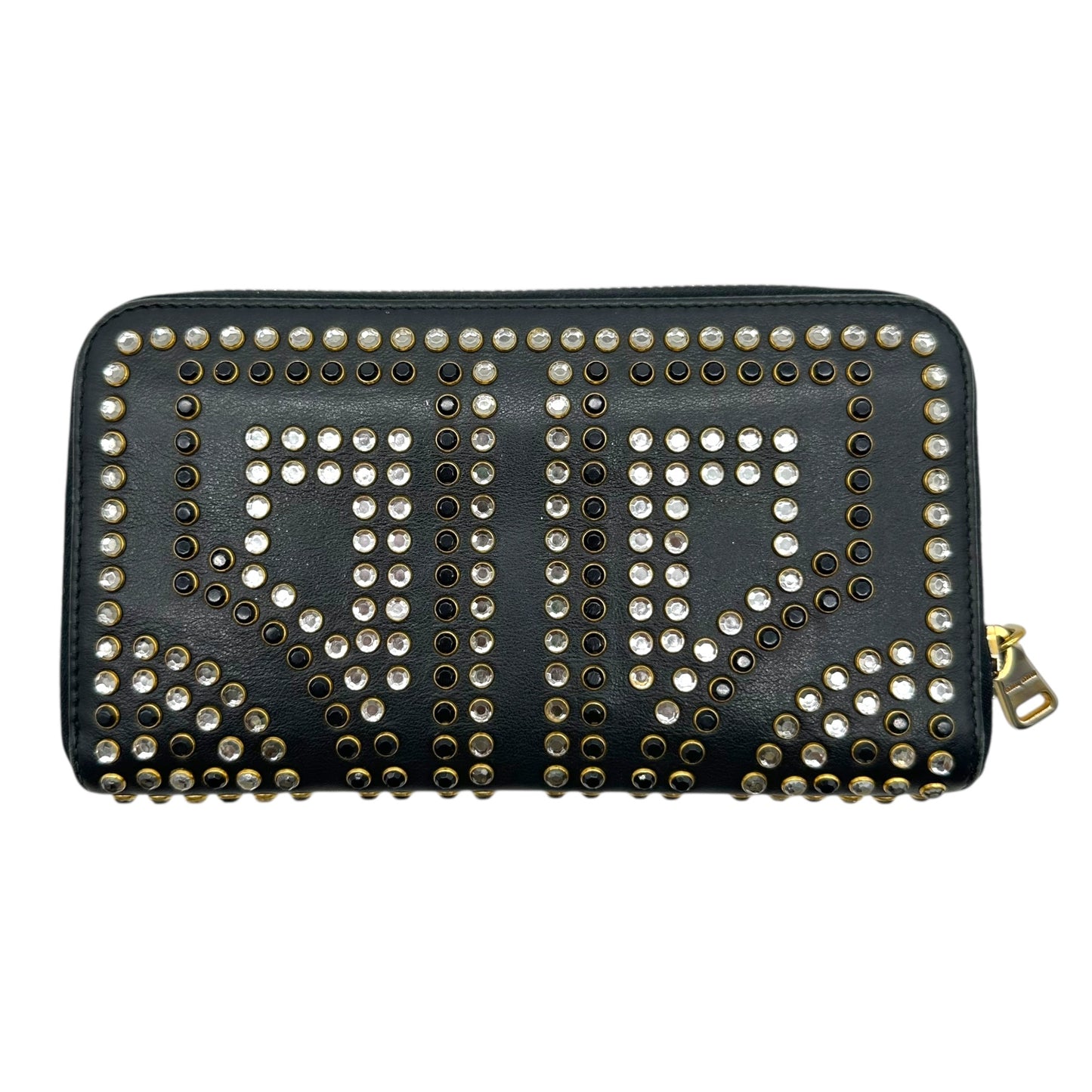 Miu Miu Black Leather Studded & Rhinestone Long Wallet - Outfit Repeater