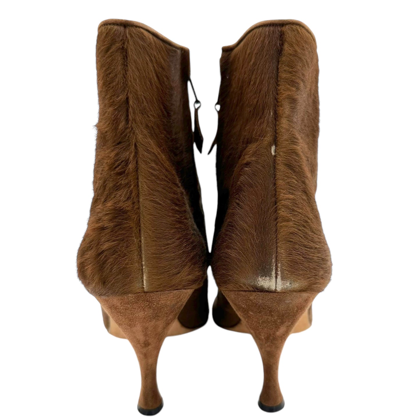 Manolo Blahnik Brown Ponyhair Heeled Booties