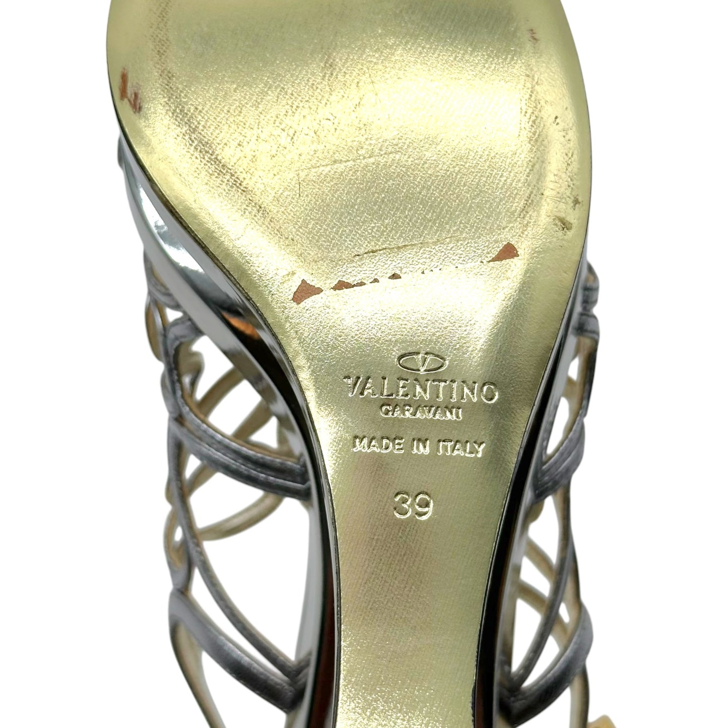 Valentino Garavani Silver Cut-Out Platform Wedge Heels