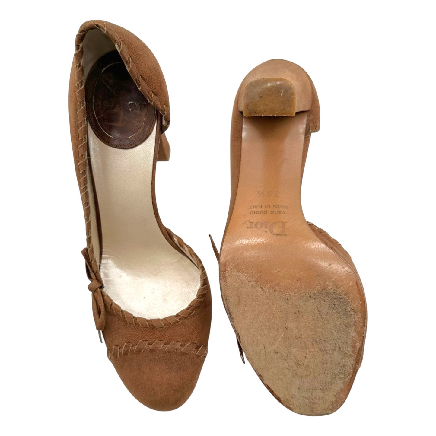 Christian Dior Brown Suede Whipstitch Heels