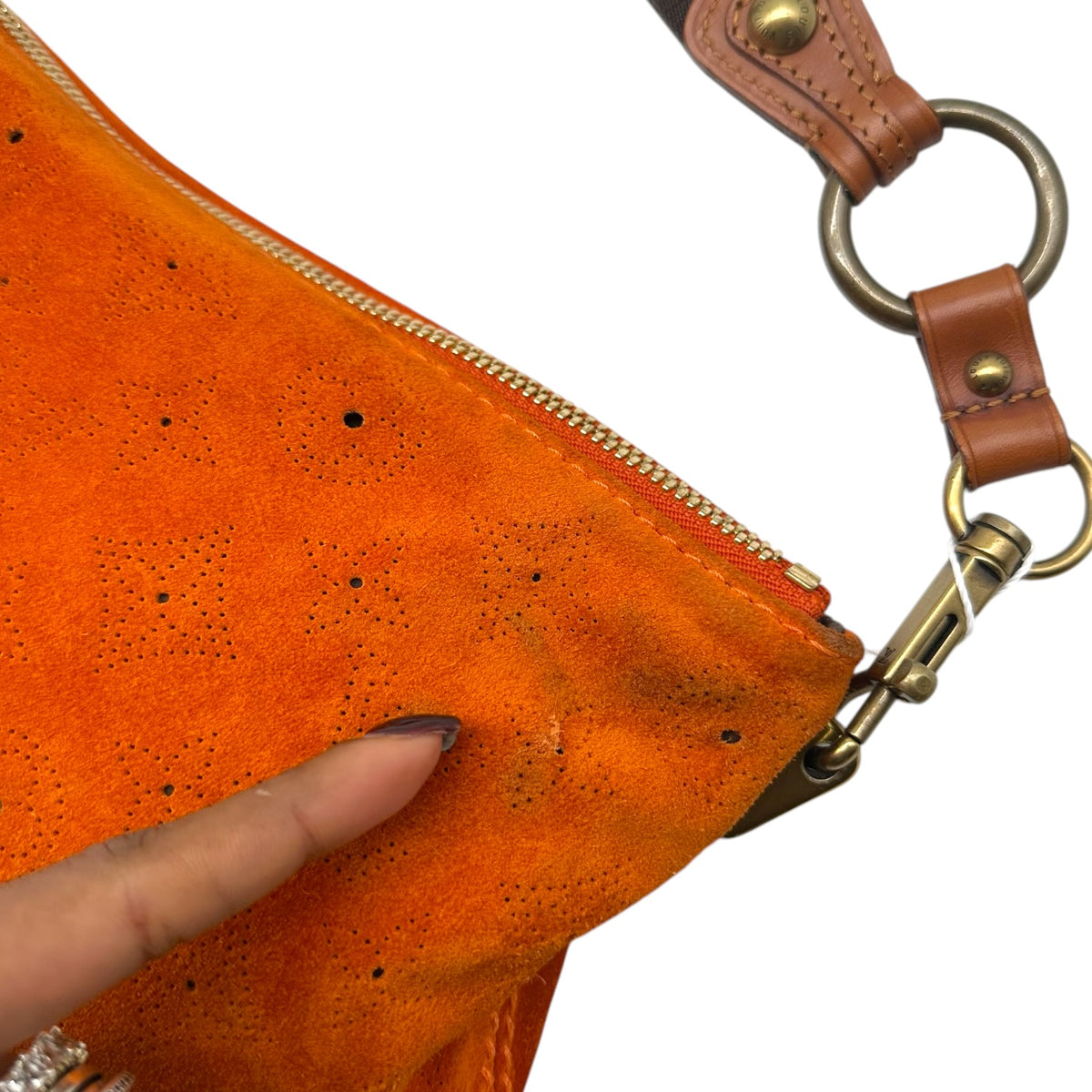 Louis Vuitton Shoulder Bag Burnt Orange Suede Perforated