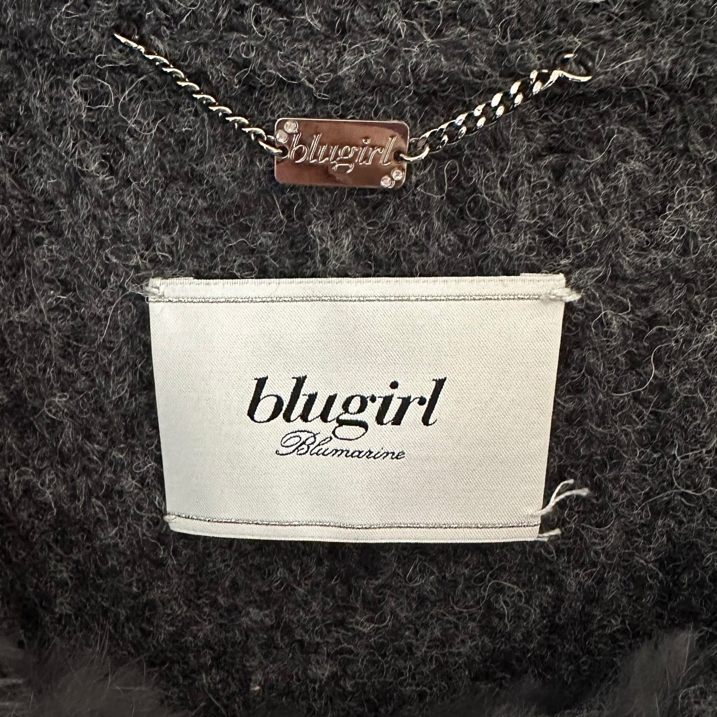 Blumarine Blugirl Gray Rabbit Fur Poncho