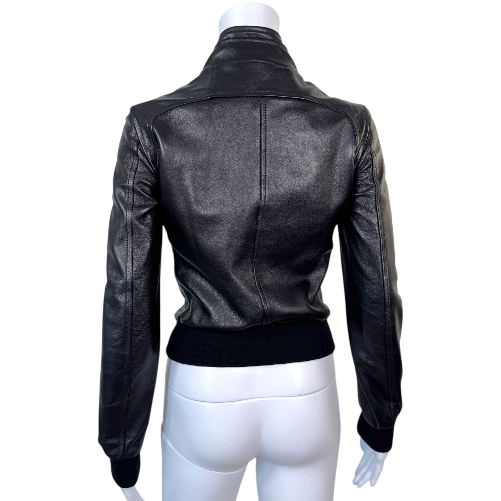 Dolce & Gabbana Black Leather Logo Hardware Bomber Jacket - Outfit Repeater