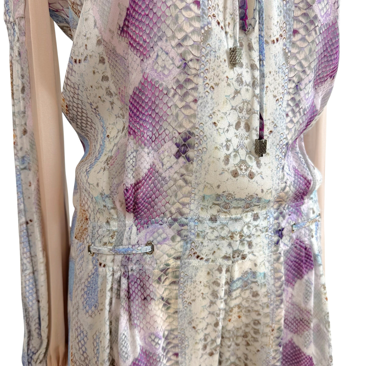 Roberto Cavalli Python Print Longsleeve Romper Blue Purple