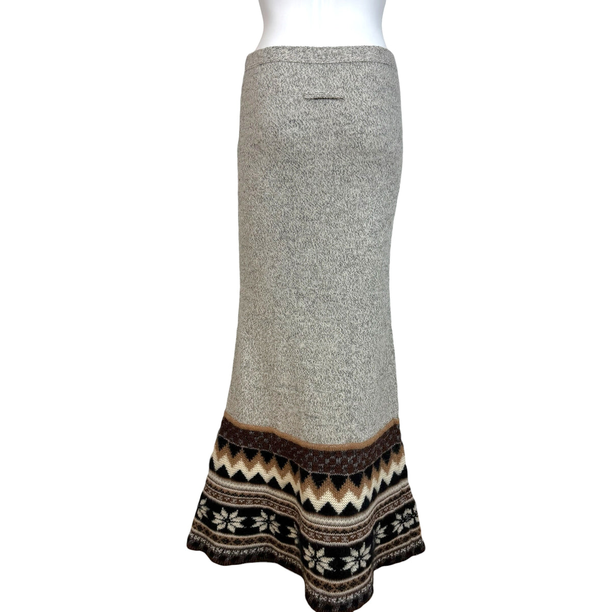Jean Paul Gaultier Knit Maxi Skirt Grey Nordic Pattern