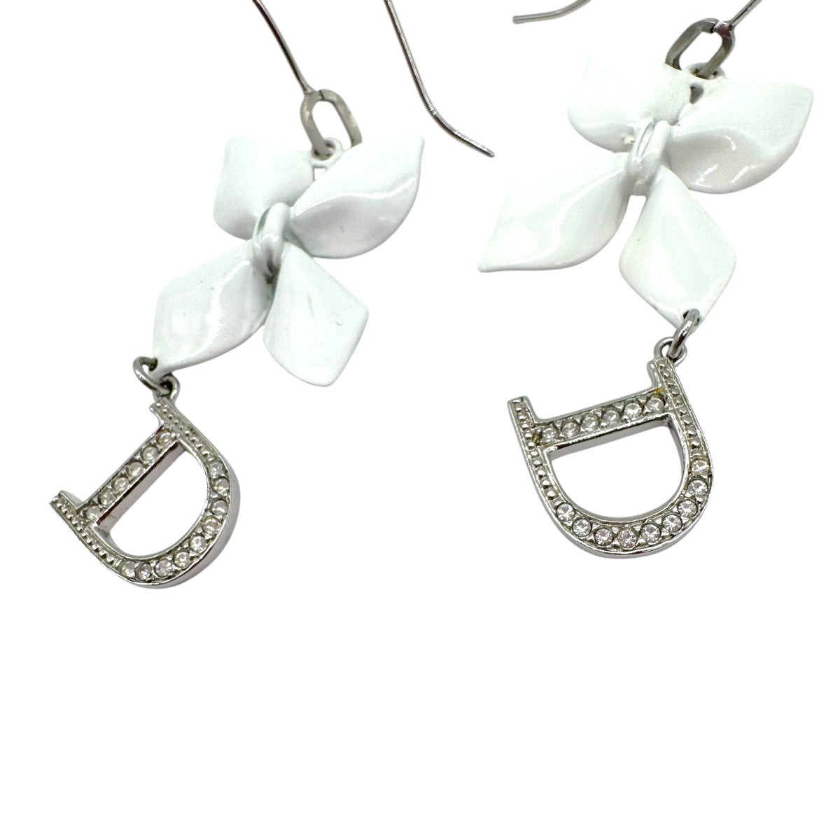 Christian Dior Flower Crystal Logo Earrings