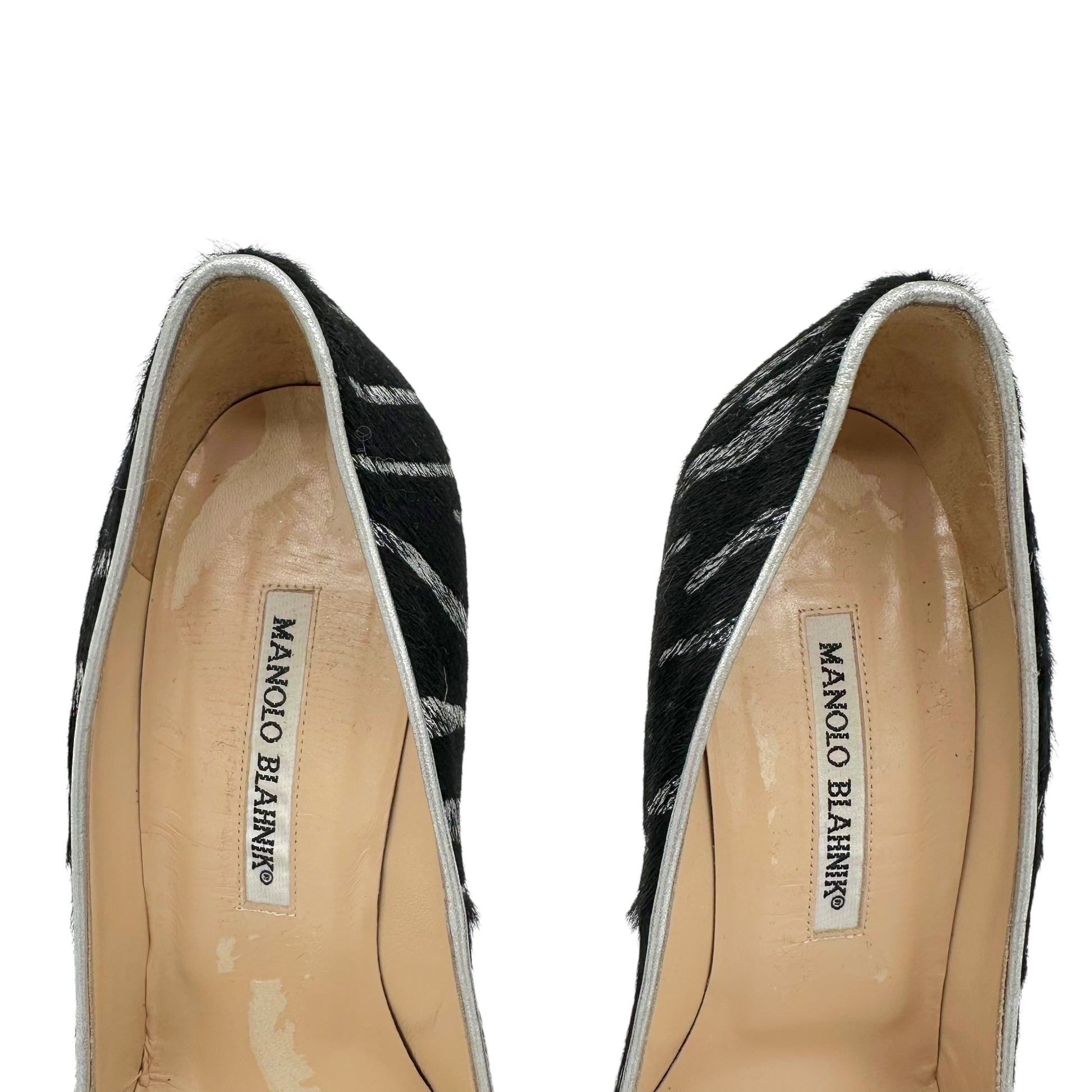 Manolo Blahnik Metallic Zebra Ponyhair High Heels - Outfit Repeater