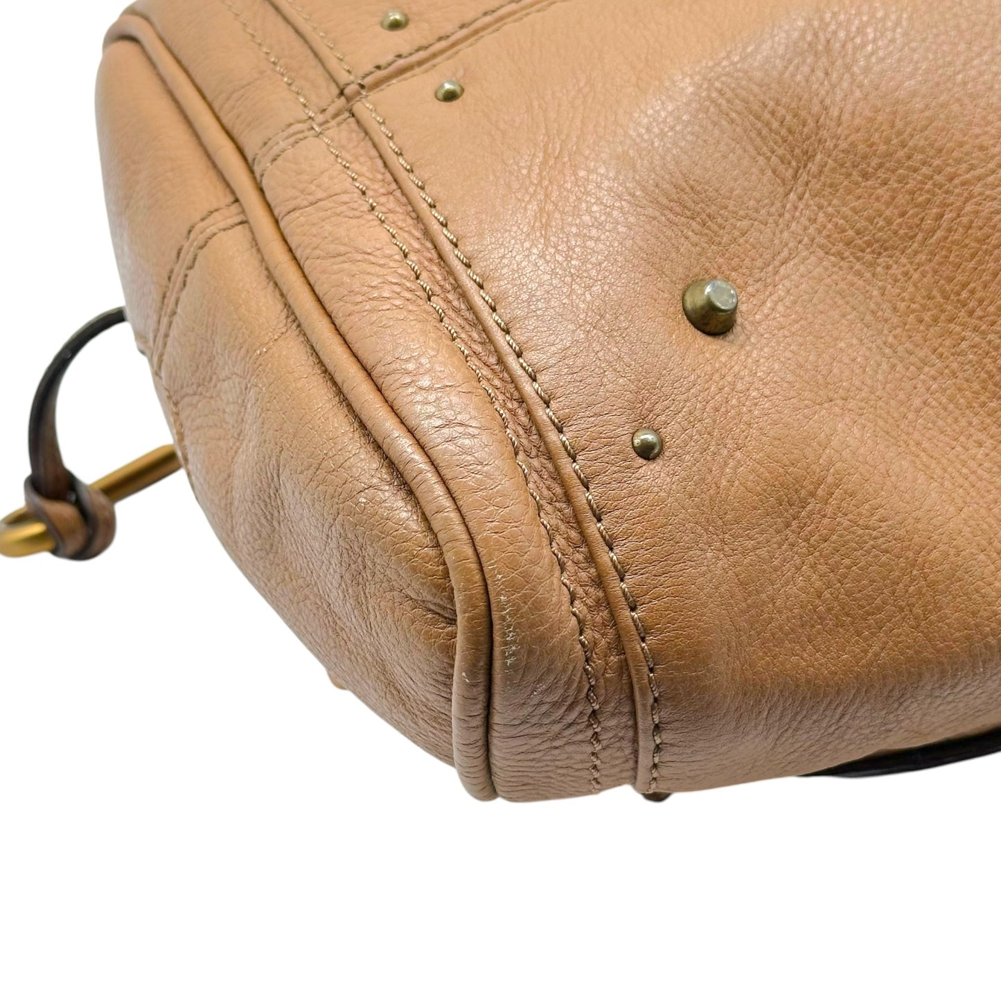 Chloé Brown Leather Shoulder Bag with Padlock Detail